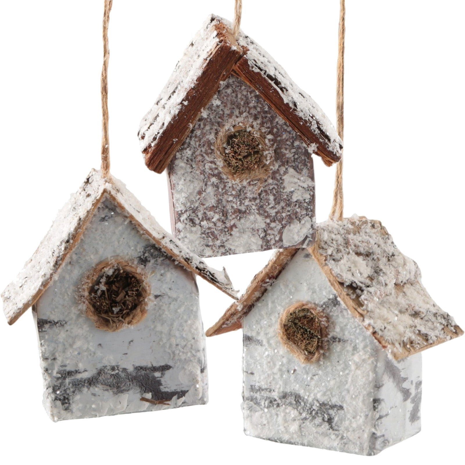Logbuch-Verlag Baumbehang Christbaumschmuck Häuschen 3er-Set aus Kiefernholz, je ca. 8 x 6 x 8,5