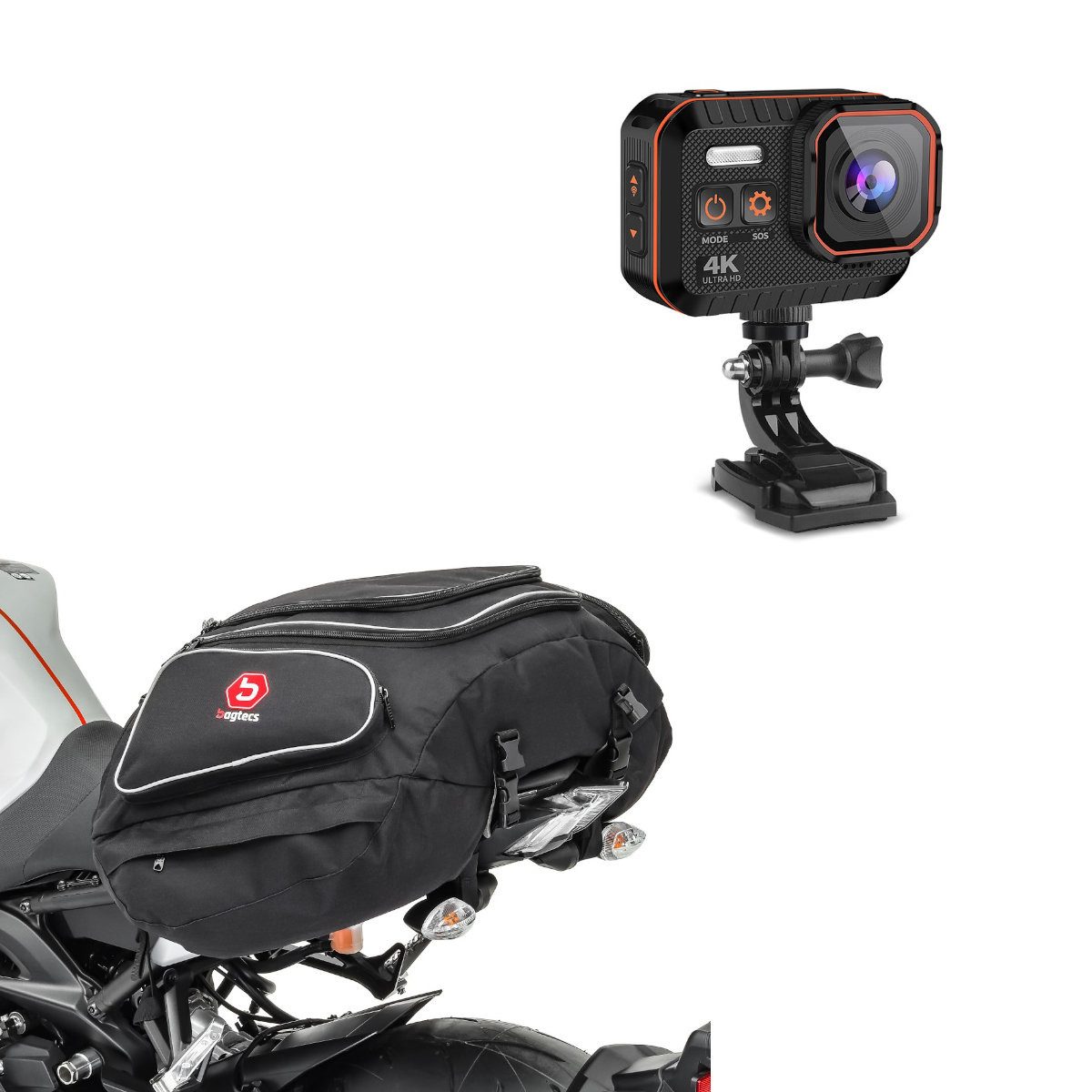 Tourtecs Set # Motorrad wasserdichte Action Cam 4K Video und 16 Megapixel Kamer Action Cam