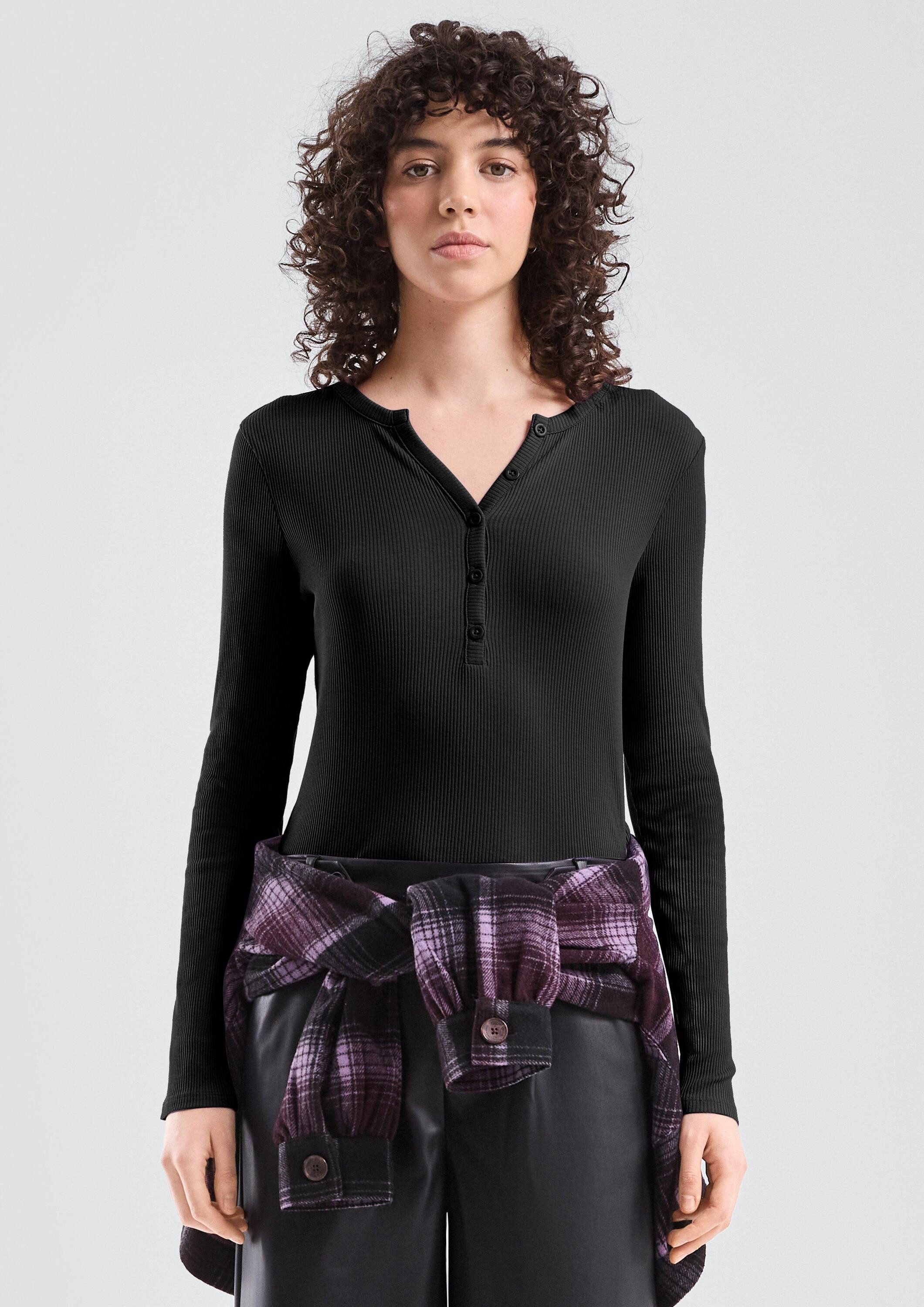 QS Langarmshirt T-Shirt Geripptes Longsleeve günstig online kaufen