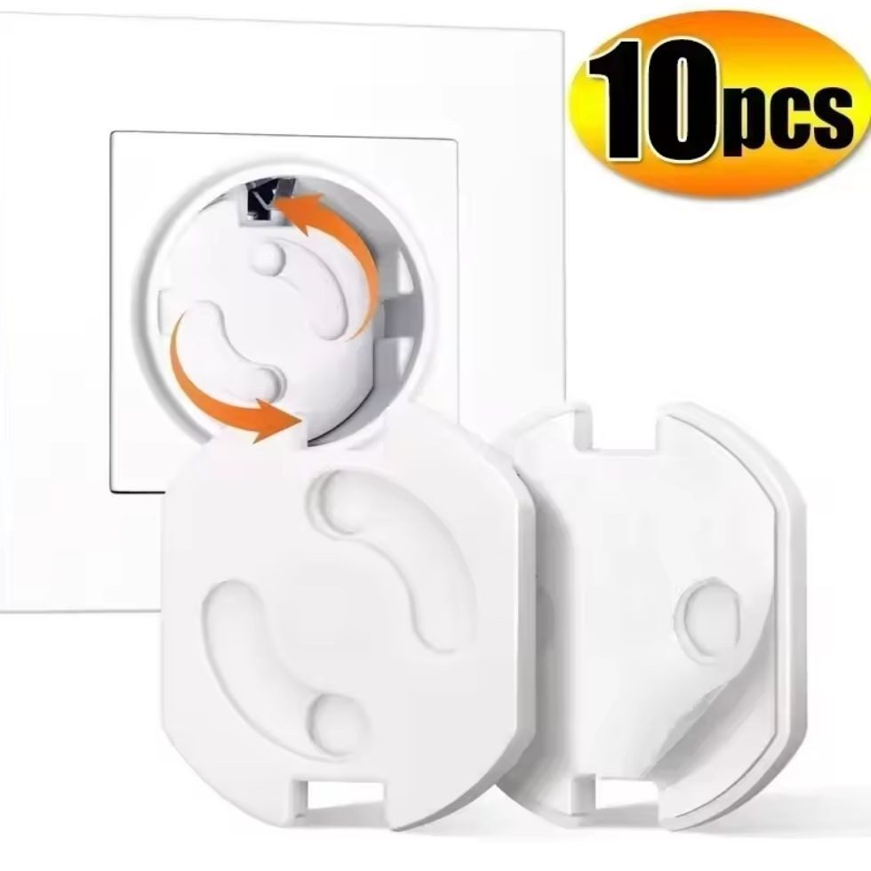 Montegoni Kindersicherung Baby Steckdosen Kindersicherung 10 Stk Schutzkappen Weiß, Drehmechanismus, robust, kindersicher, leicht zu montieren