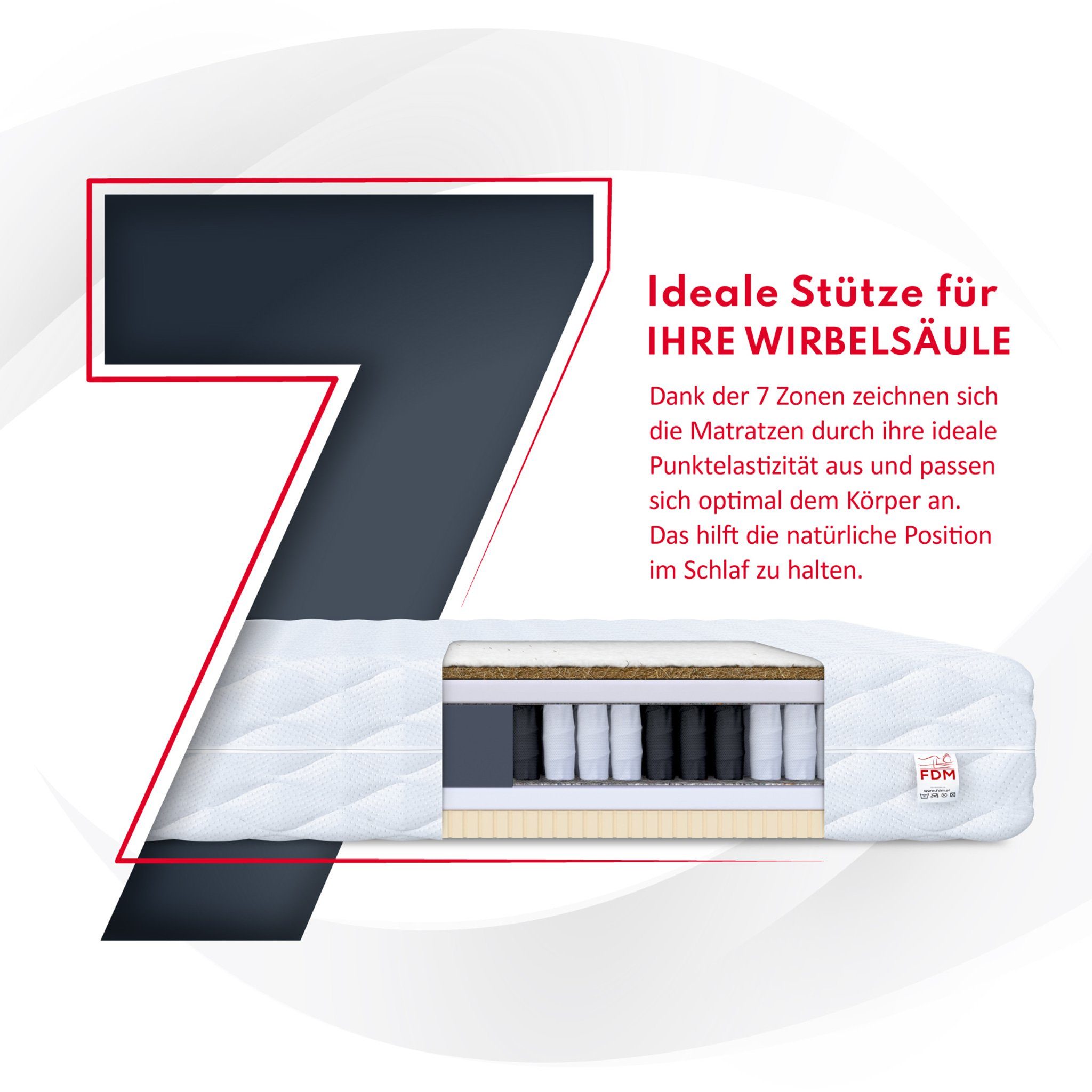 Taschenfederkernmatratze ARDEA Matratze H3 H4 80/90/100/120/140/160/180x200 cm Jersey Bezug, FDM, 20 cm hoch, (waschbarer Bezug, Allergiker geeignet), Wendematr – Bild 3 von 5