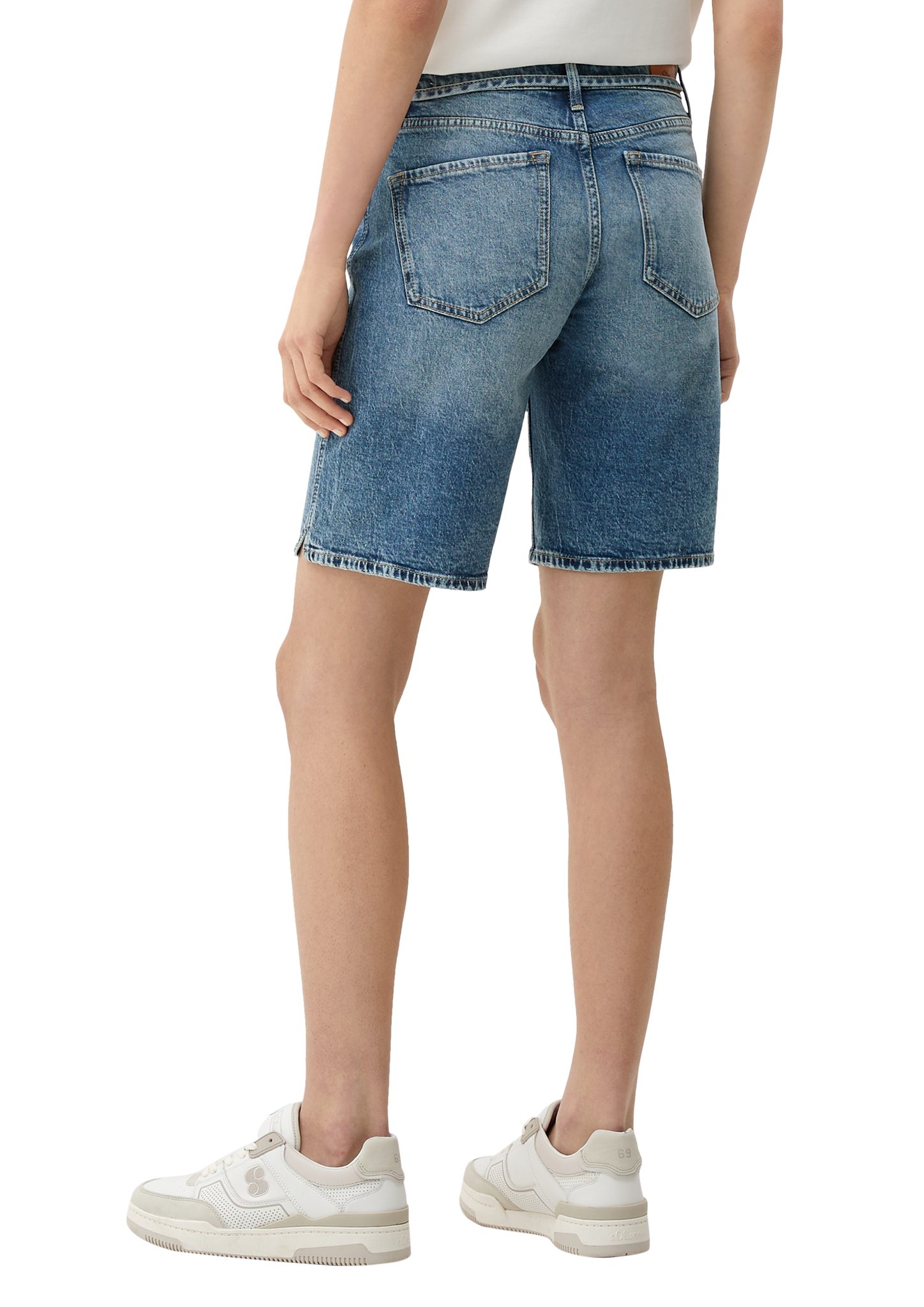 Rise Fit s.Oliver Straight / ozeanblau Mid Shorts Jeans-Bermuda Leg Regular / Karolin / Waschung