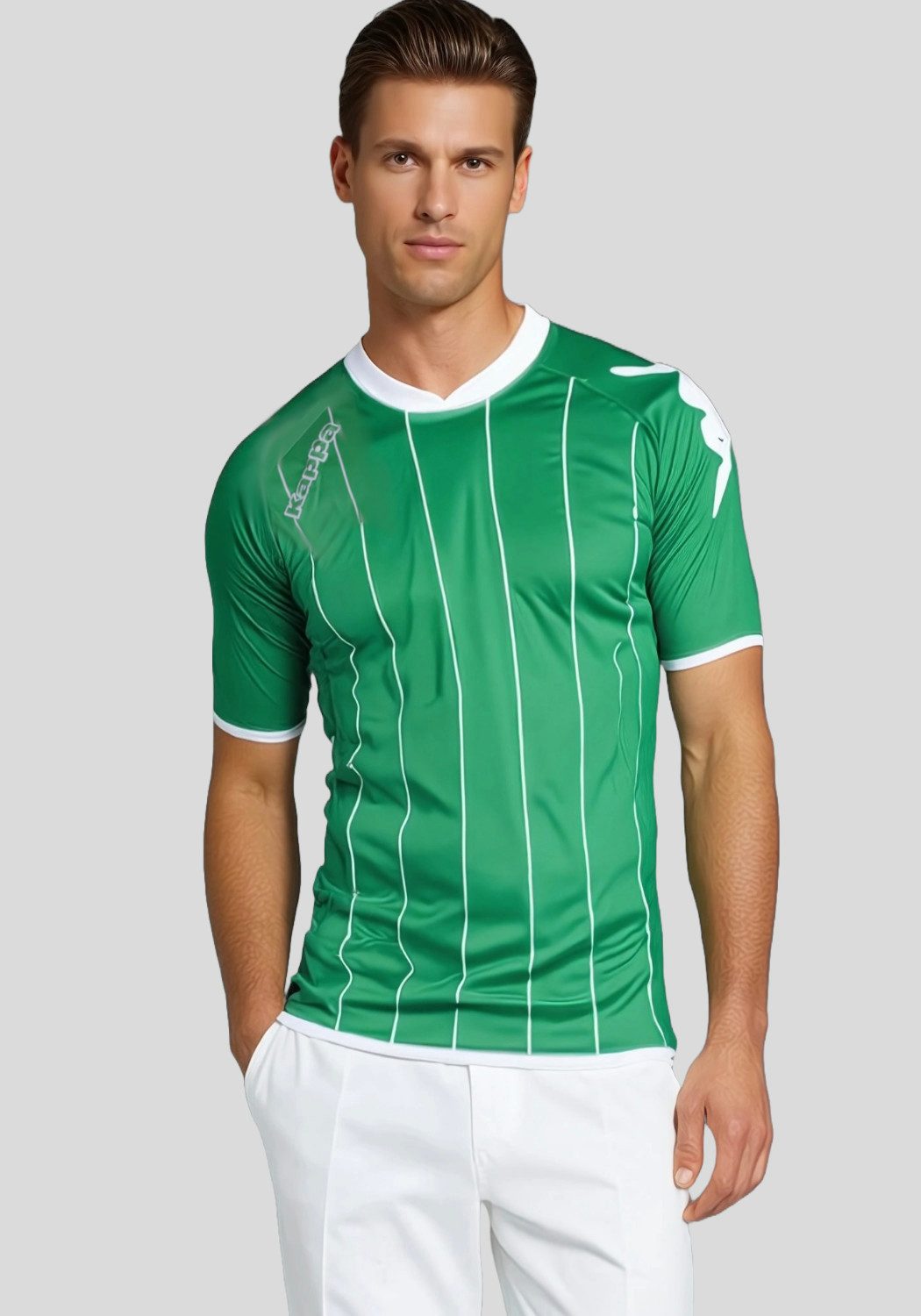 Kappa Fußballtrikot Arezzo Trikot Sportshirt mit Längsstreifen und Kontrasteinfassungen