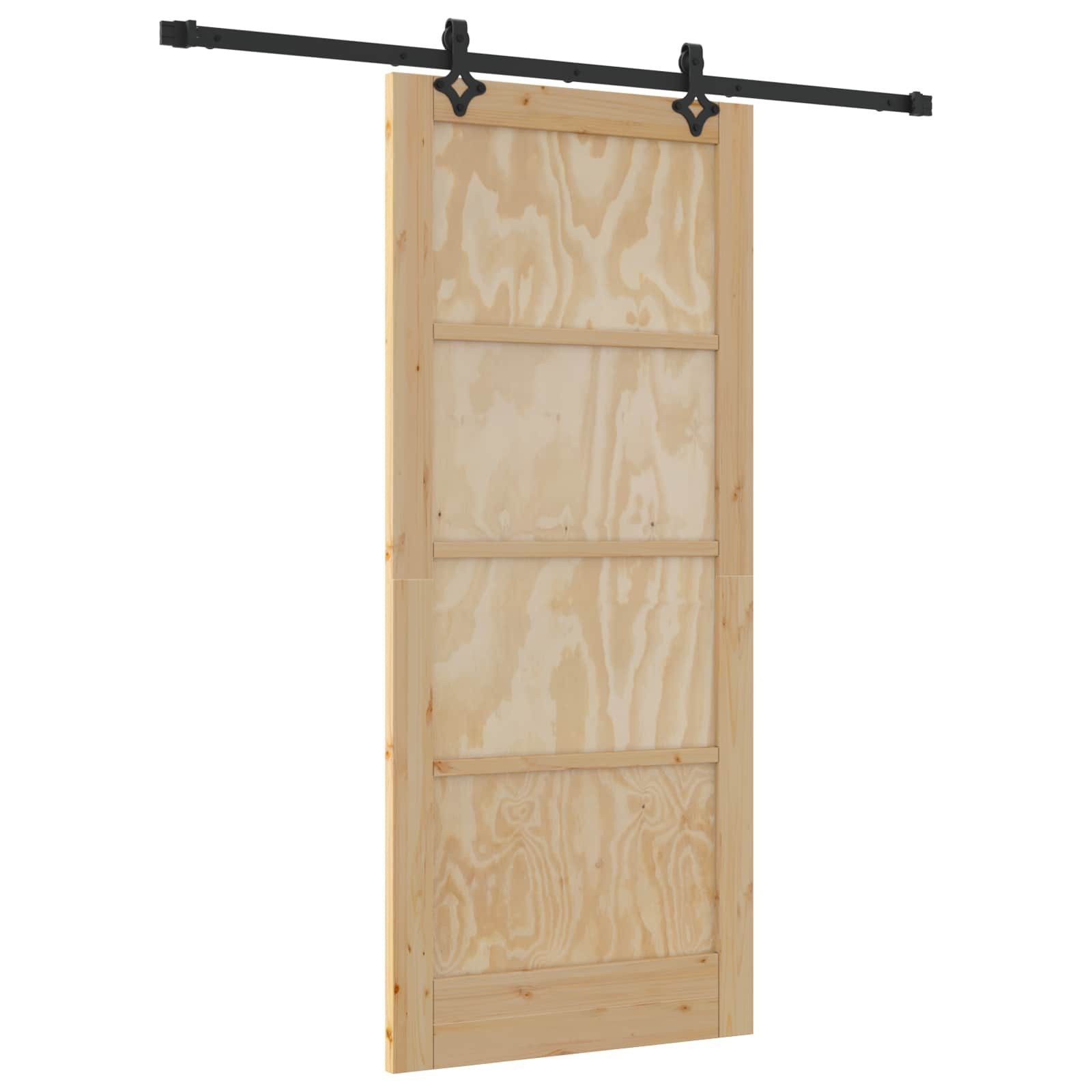 vidaXL Haustür Schiebetür Natürlich und Schwarz 86 x 198,5 cm (1-St)