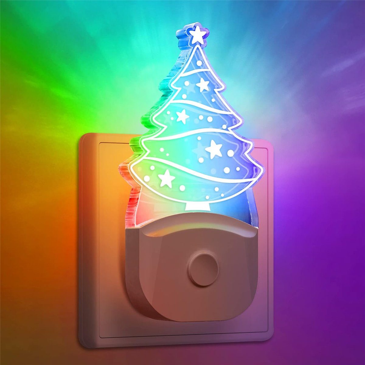 K&B LED Nachtlicht "Weihnachtliche bunte Lichtsensorlampe mit wechselnder Atmosphäre ​"