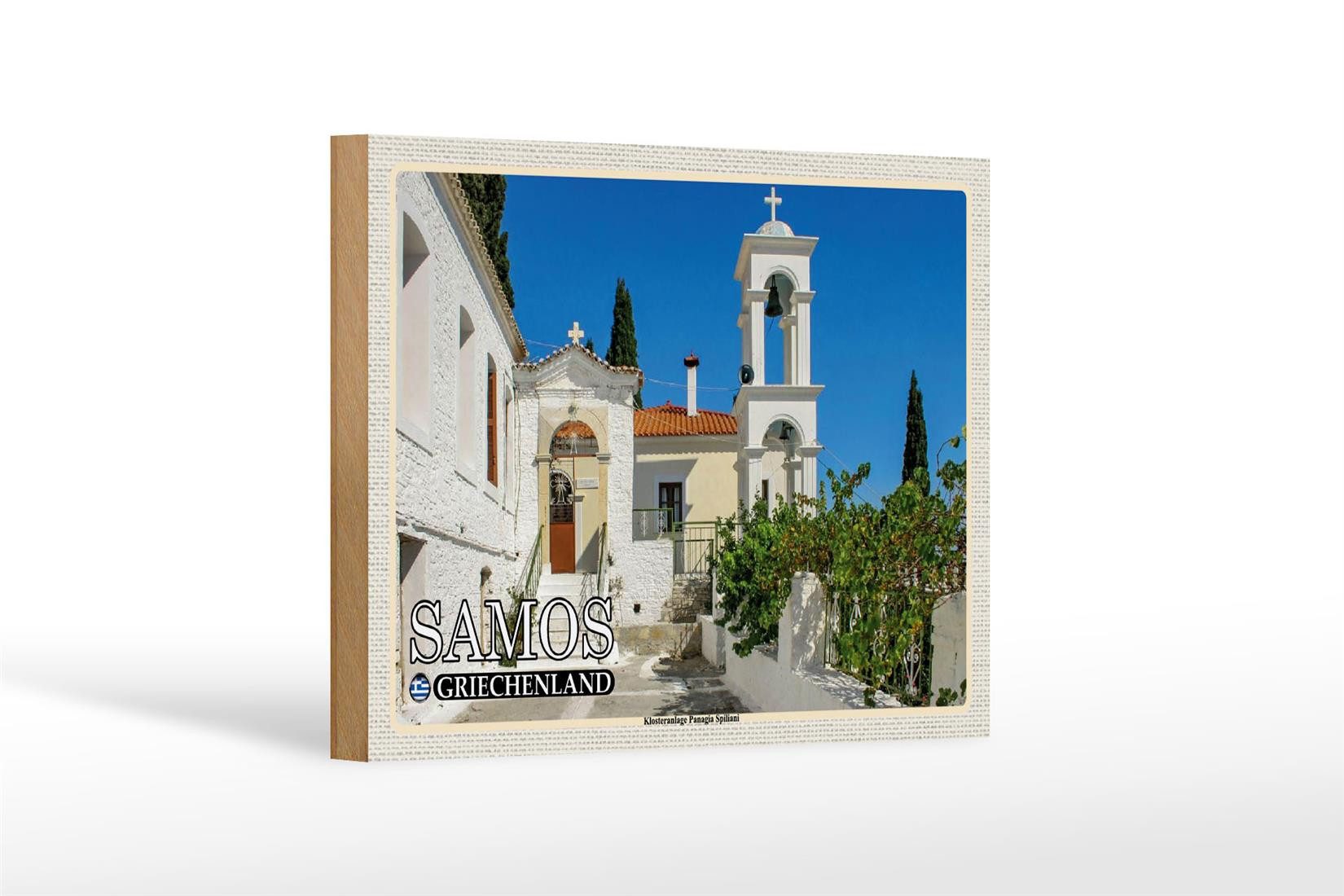 Holzbild Reise 18x12 cm Samos Griechenland Klosteranlage Panagia