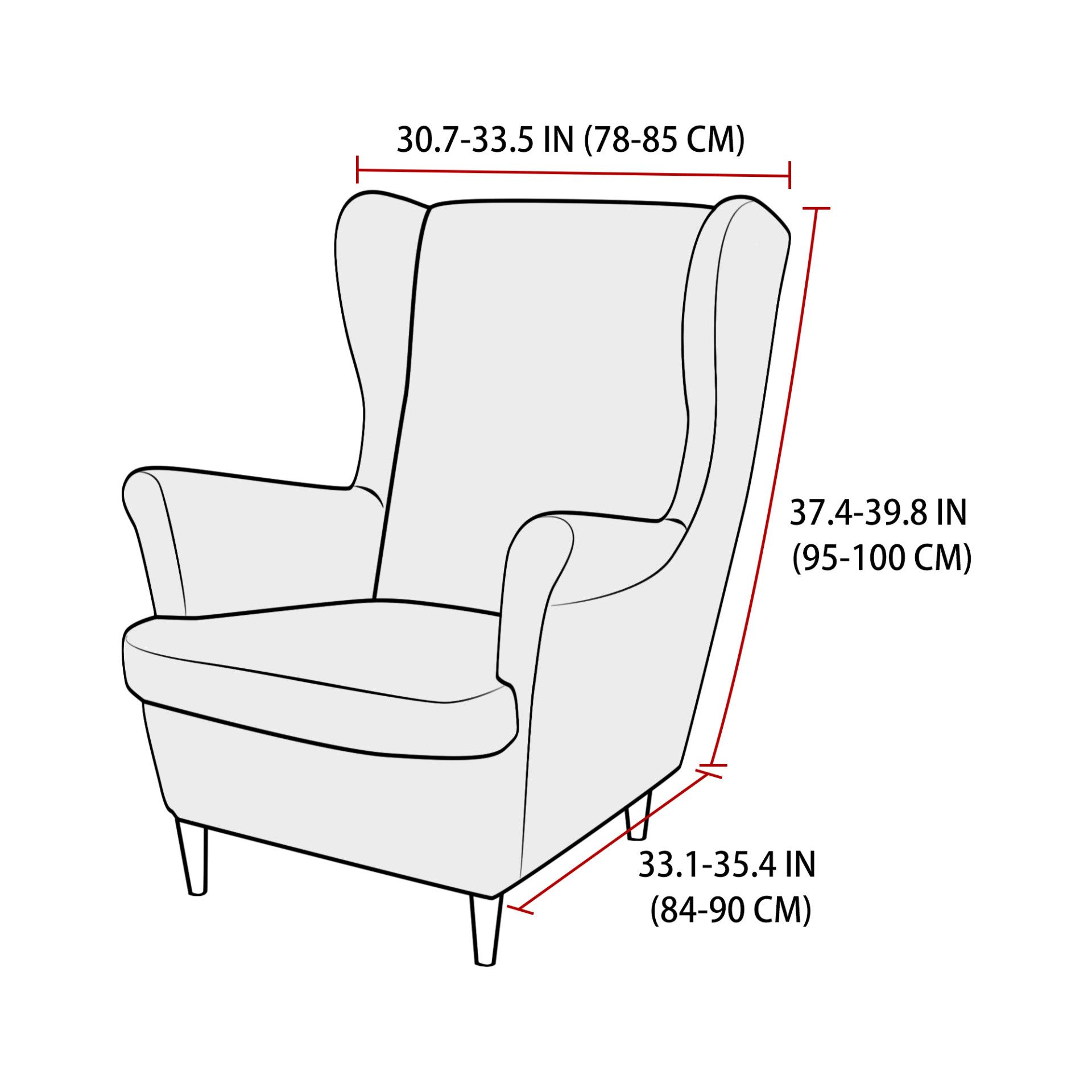 Diwzbyn Sesselhusse 2-Teilig Ohrensessel Überzug, Sessel-Überwürfe Ohrensessel, Einfarbig Jacquard Stuhlbezug mit Armlehne Hohe Rückenlehne – Bild 2 von 5