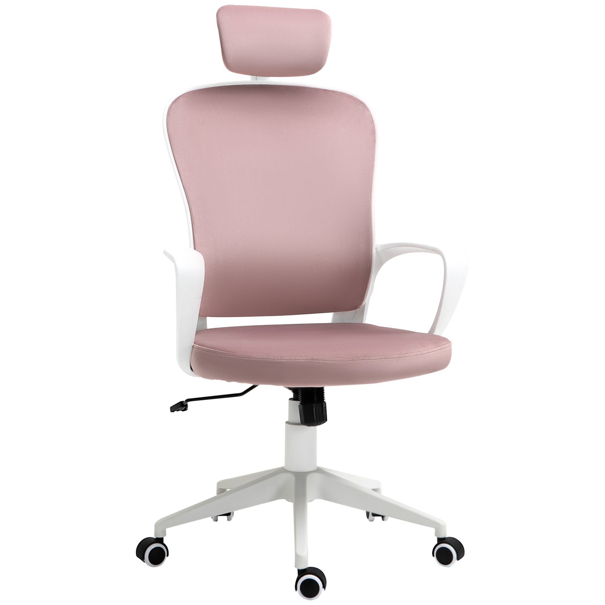 Vinsetto Schreibtischstuhl Bürostuhl (Set, 1 St), Drehstuhl mit Wippfunktion höhenverstellbar Polyester Rosa