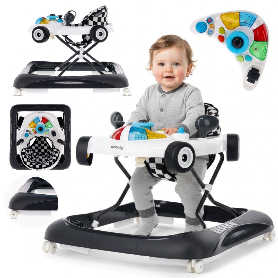 Sun Baby Lauflernhilfe SUN BABY Lauflernwagen Rennwagen 6-12 M. bis 12 kg - Schwarz-Weiß