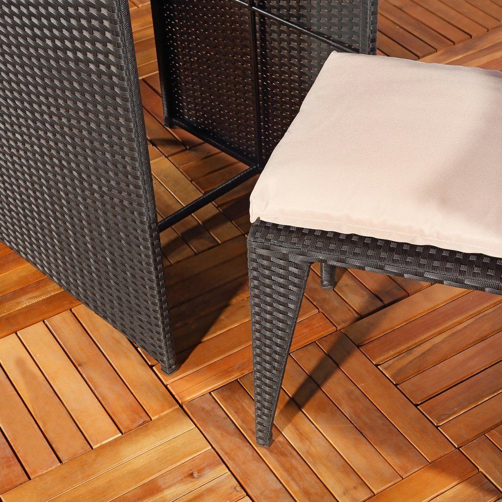 Melko Gartenlounge-Set Gartenmöbel Sitzgarnitur Essgruppe 3er Set Tisch&2 Stühle Polyrattan, (Set, 3er Set Tisch&2 Stühle), Beansprucht wenig Platz