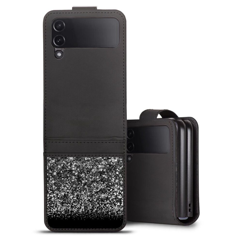 DeinDesign Handyhülle Glitzer Look Schneeflocken Muster Snow Fall Glitter Look, Samsung Galaxy Z Flip 4 Hülle Handy Flip Case Wallet Cover