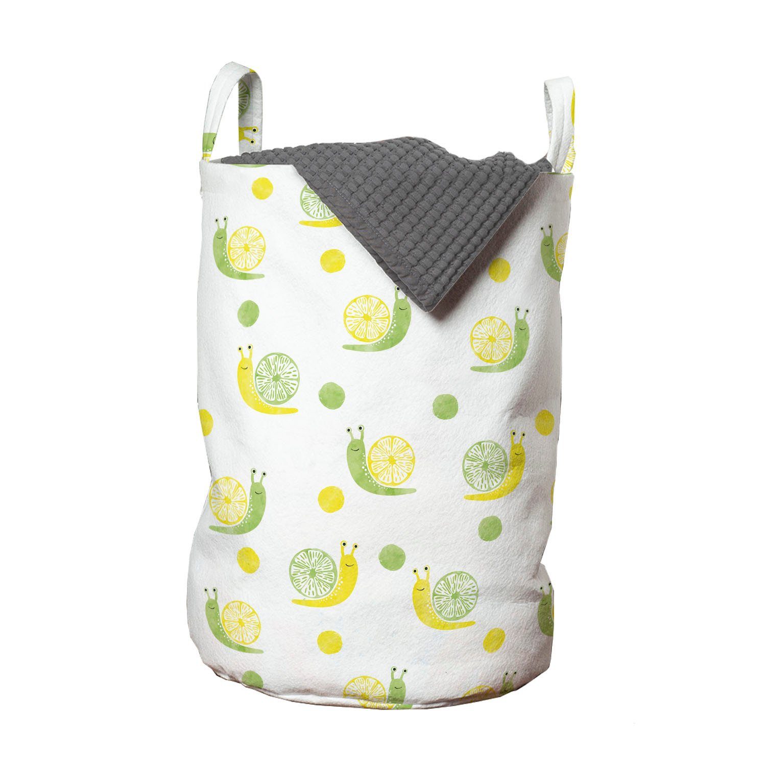 Abakuhaus Wäschesäckchen Wäschekorb mit Griffen Kordelzugverschluss für Waschsalons, Tierkunst Schnecke und Citrus Shells