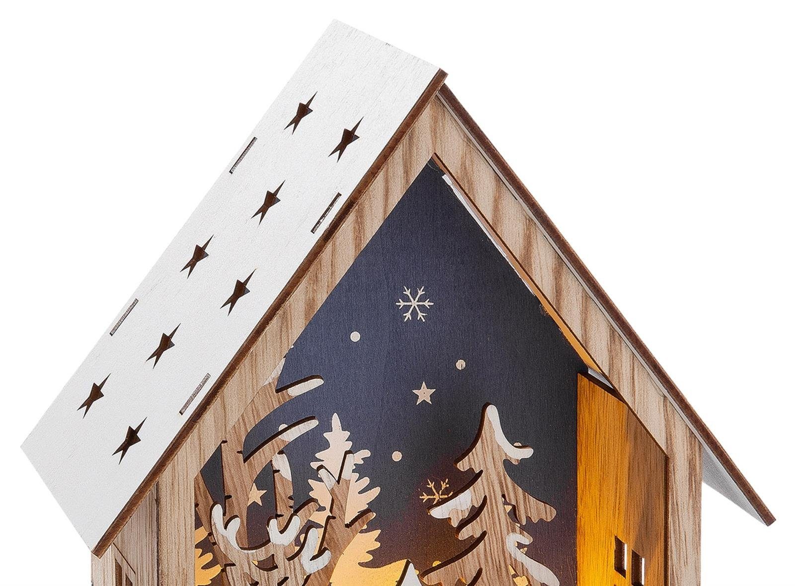 dekojohnson mit 19cm Weihnachtsfigur Waldszene 3D Waldmotiv Deko-Haus Holzbild