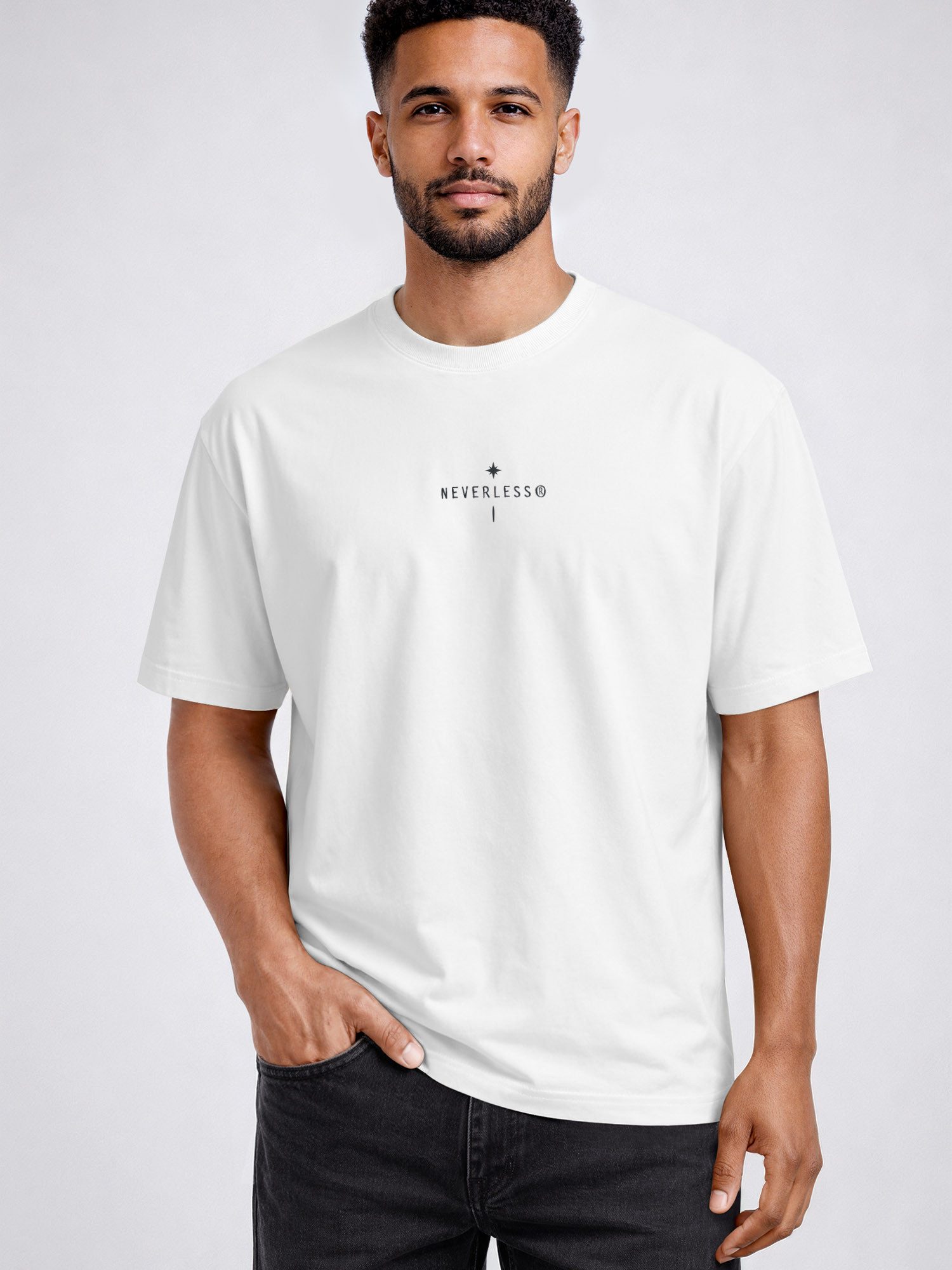Neverless Oversize-Shirt Herren T-Shirt - Kompass Outdoor - Relaxed Fit Sommer Fashion mit Print – Bild 4 von 5