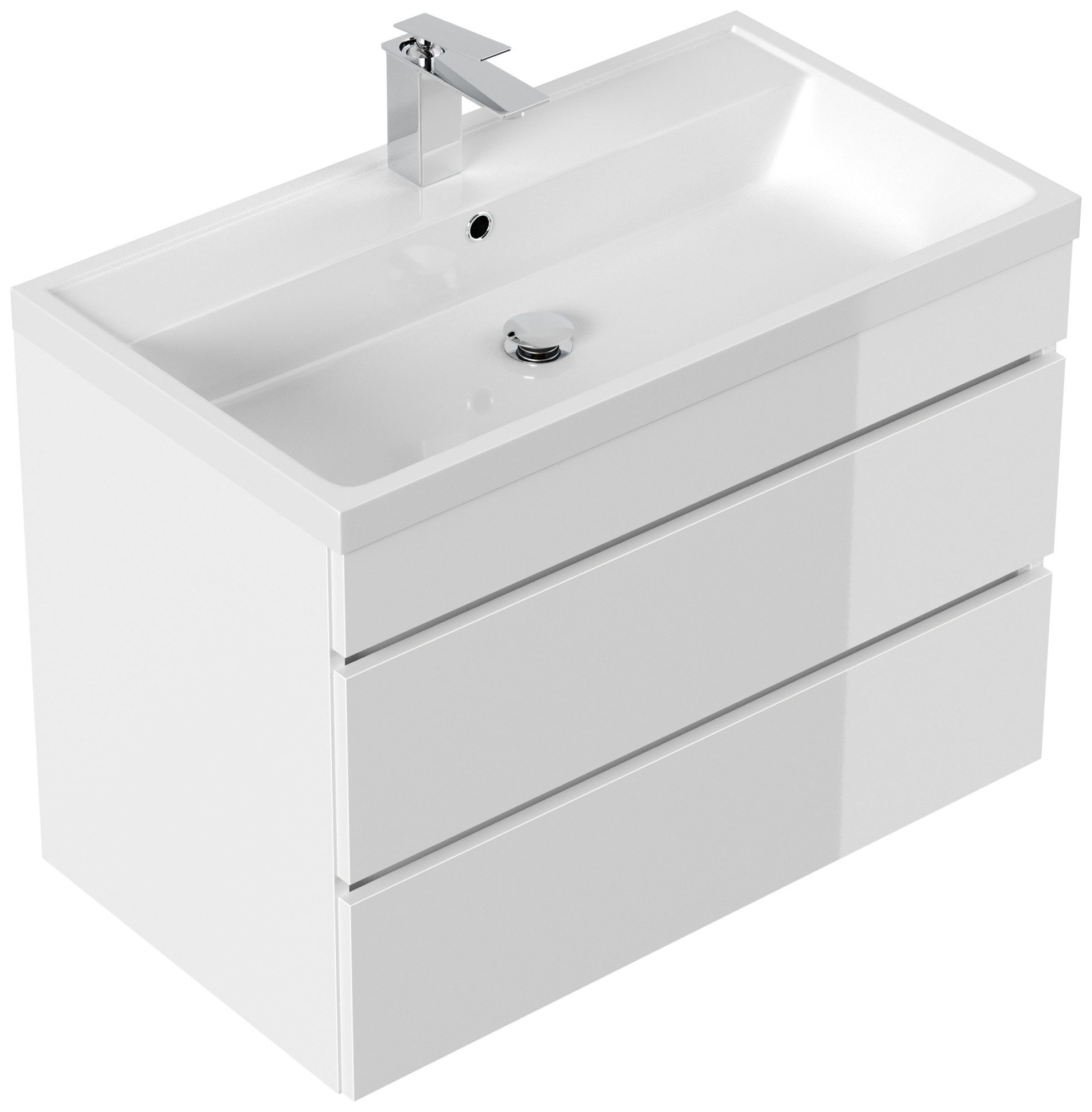 Magnolia Home Waschtisch Badmöbel Via 80 SoftClose weiss hochglanz mit grifflosen Schubladen