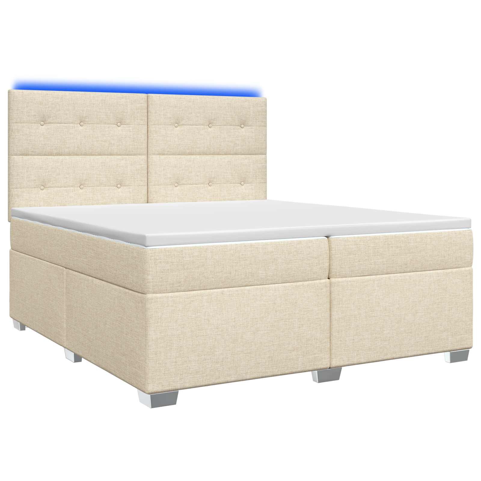 vidaXL Bett Boxspringbett mit Matratze Creme 200 x 200 cm Stoff (1-tlg)