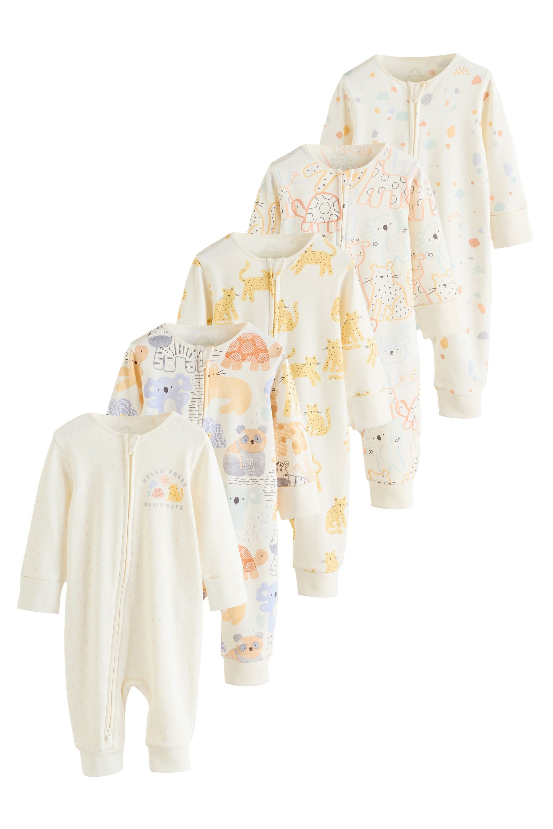 Next Schlafoverall Babyschlafanzüge mit Zweiwege-RV, 5er-Pack (5-tlg)