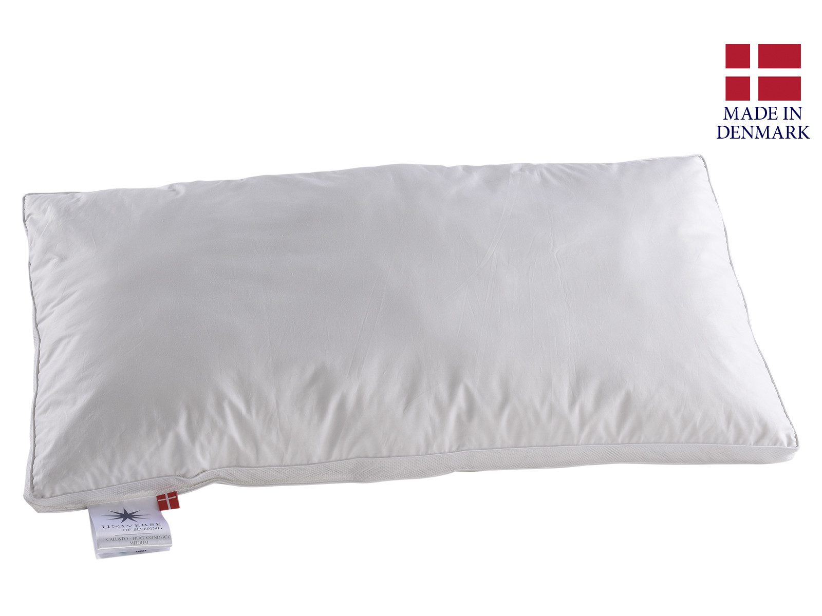 Universe of sleeping Kunstfaserkopfkissen Callisto, luftdurchlässig Kopfkissen, 3-Kammer, Medium, Füllung: Außenkammer: 100% weiche Faserbällchen, Innenkammer: 100% kleine Federn, Bauchschläfer, Rückenschläfer, Seitenschläfer, Kopfkissen 40x80 cm, dauerbauschig & pflegeleicht, Allergiker geeignet