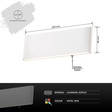 Globo Wandleuchte LED-Wandleuchte Wandlampe Aluminium weiß 8W Acryl 41751-8W, Innenwandleuchte, Innenwandlampe, mit Schalter, LED fest integriert, Warmweiß, Wohnzimmer, Schlafzimmer, Esszimmer, Küche, Flur