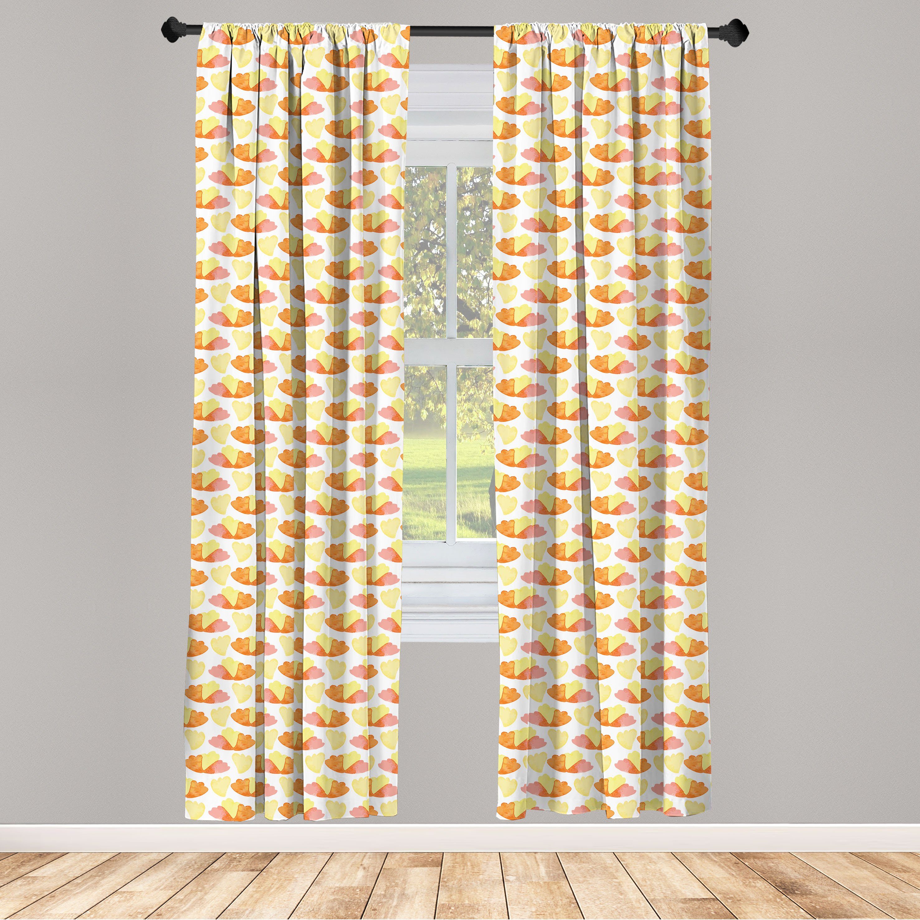 Gardine Vorhang für Wohnzimmer Schlafzimmer Dekor, Abakuhaus, Microfaser, Abstrakt Sommer Töne Motiv Kunst