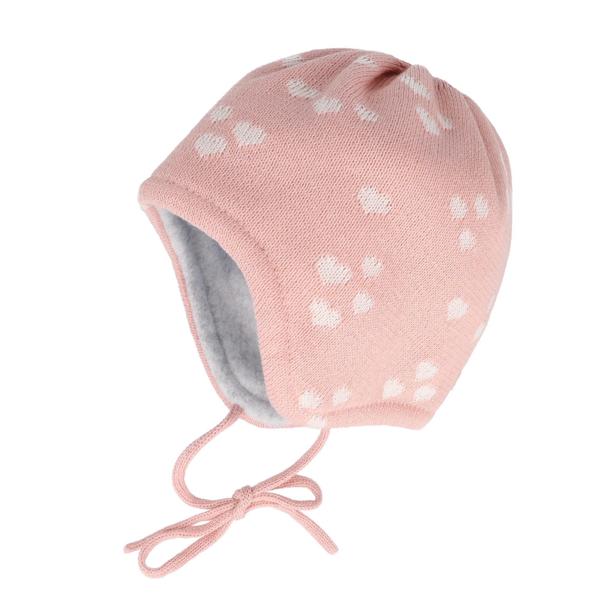 MAXIMO Strickmütze BABY GIRL-Mütze, Herzen Jacquard, ausgenäht,Bindeband (1-St)