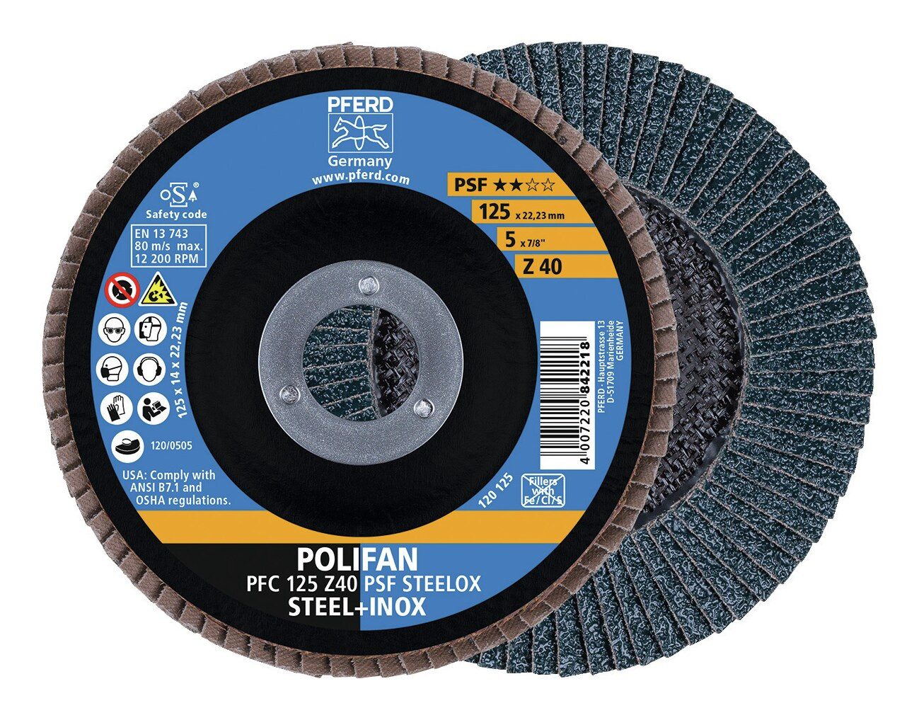 Pferd Schleifscheibe, Fächerschleifscheibe Z 80PSF gerade K80