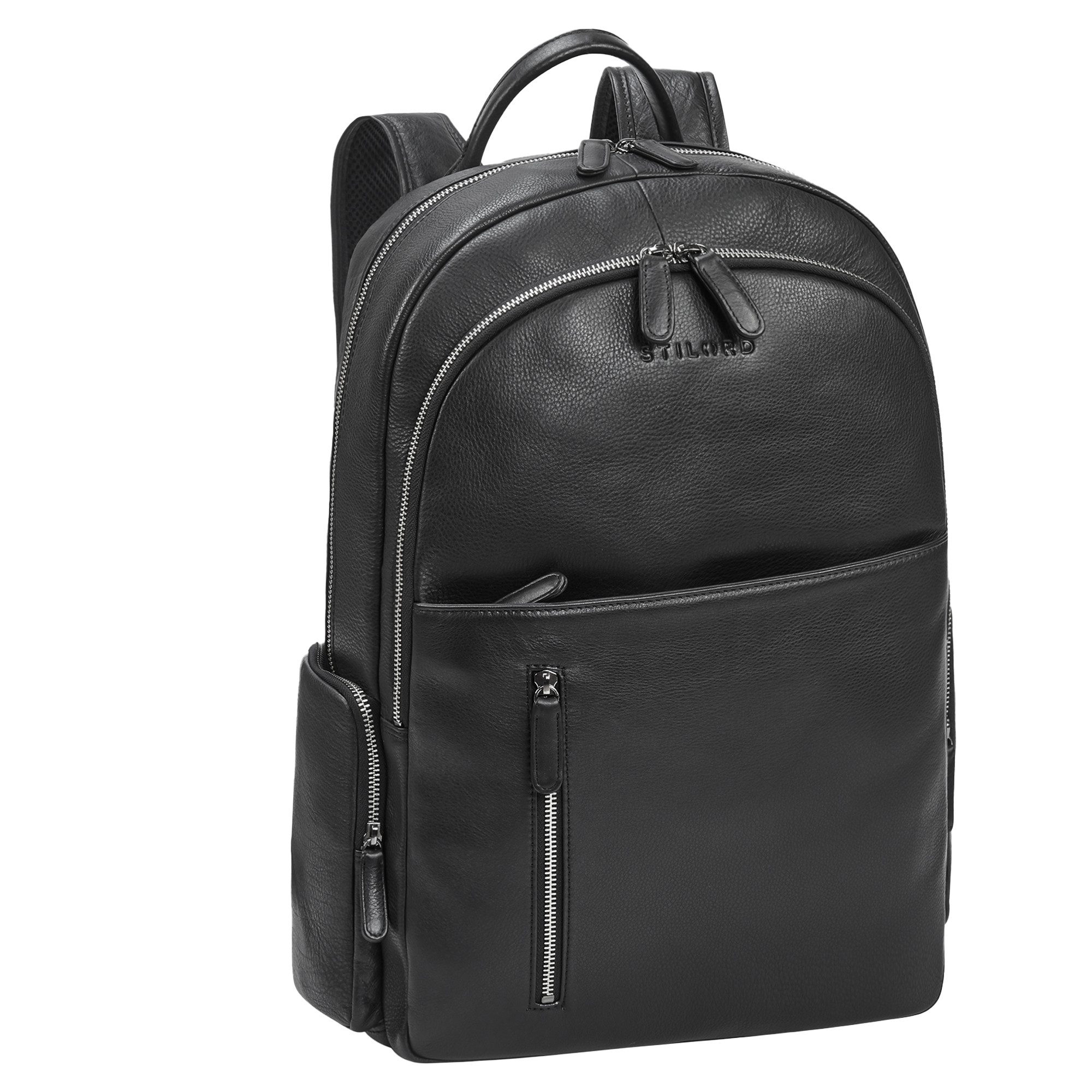 Notebookrucksack "Rio" Premium Leder-Rucksack mit Laptopfach 15.6 Zoll für Herren