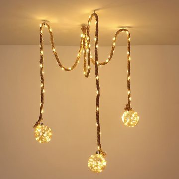Globo LED Pendelleuchte, LED-Leuchtmittel fest verbaut, LED Deko Hänge Leuchte Hanf Seil Decken Pendel Lampe Wohn Zimmer