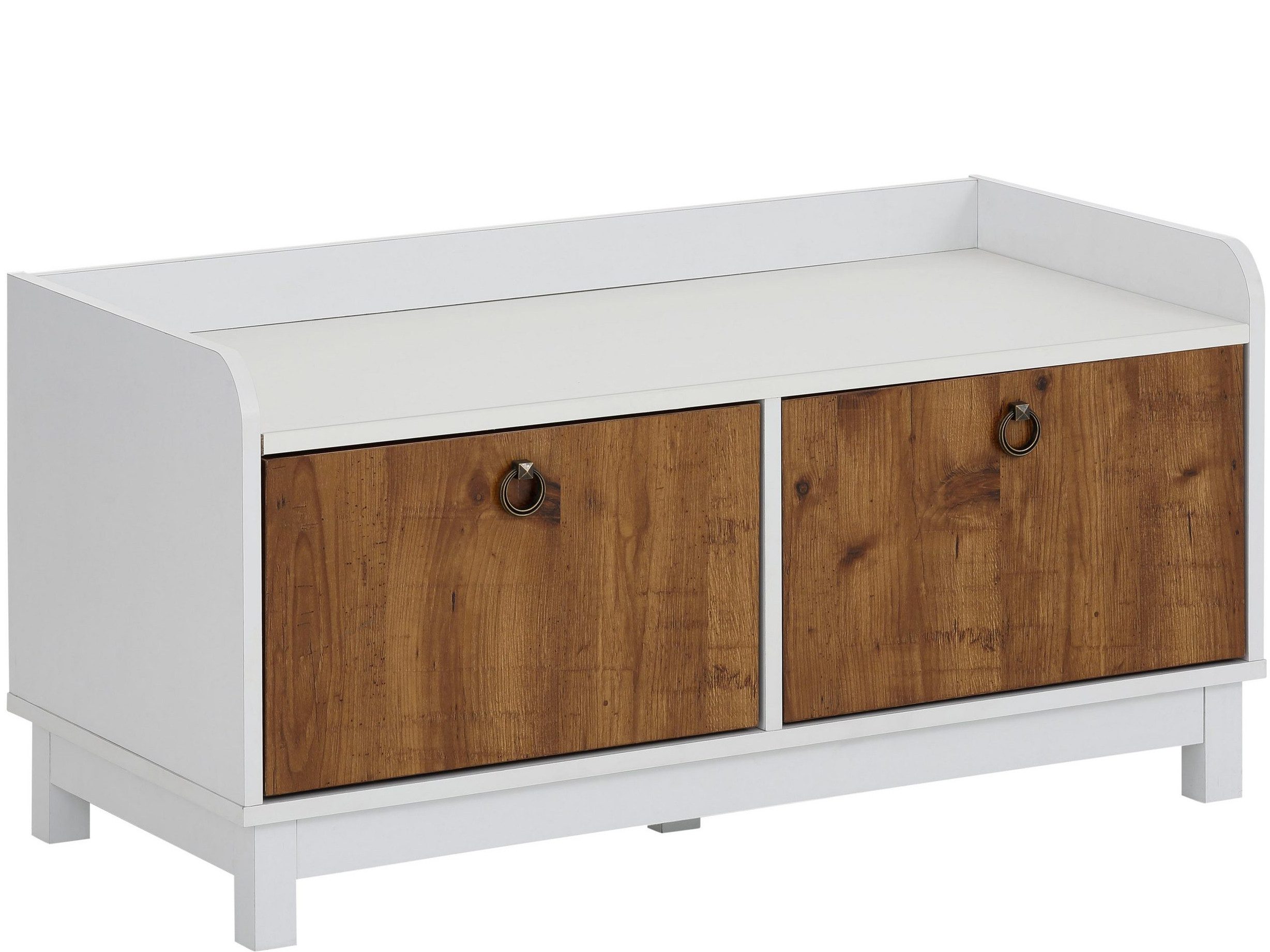 loft24 Schuhbank Gabby, Flurbank, Sitzbank, 2 Türen, Eichenoptik, Breite 92 cm