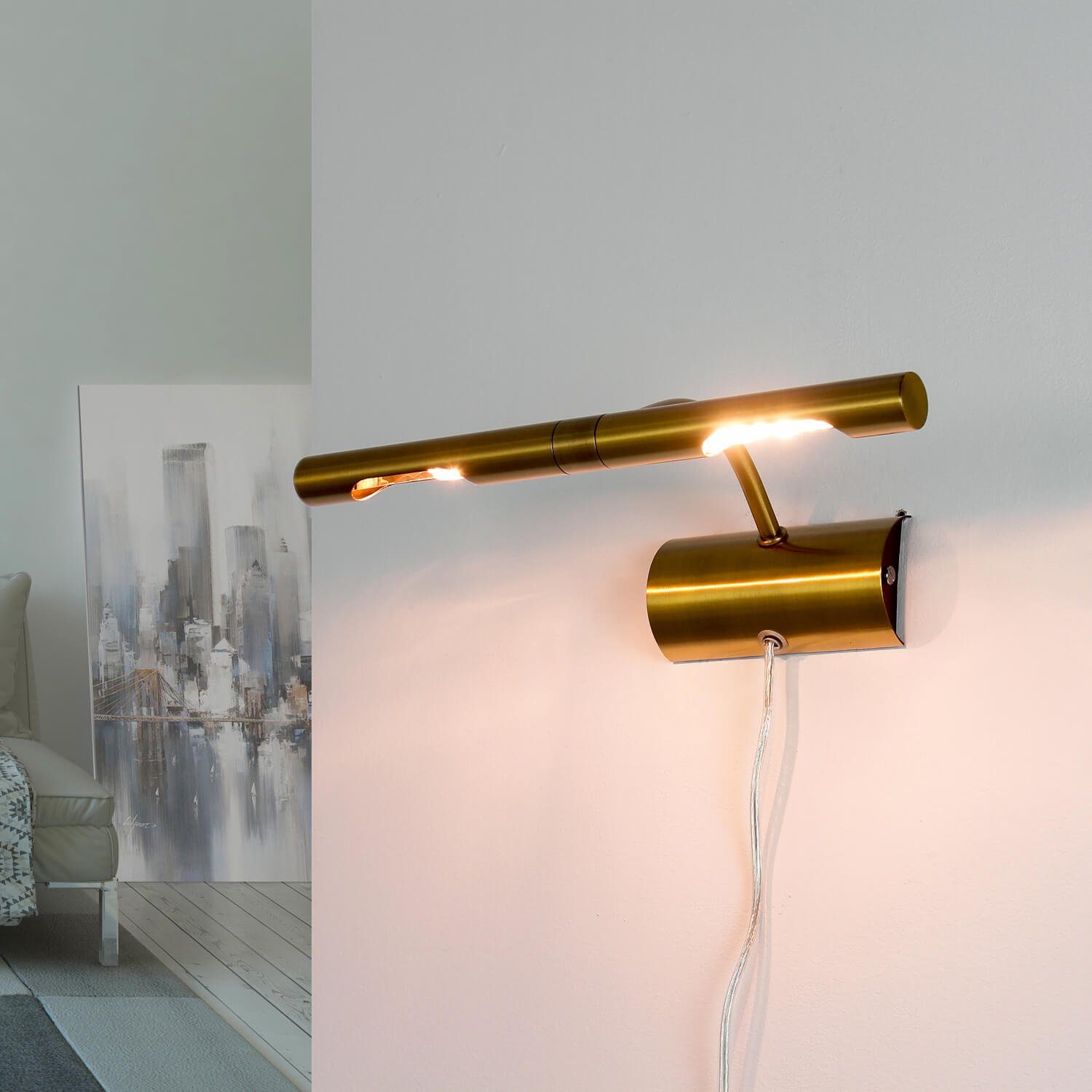 Licht-Erlebnisse Bilderleuchte BILDERLEUCHTE, Design klassisches Wohnzimmer Bronze ohne Bilderlampe Wandlampe Leuchtmittel