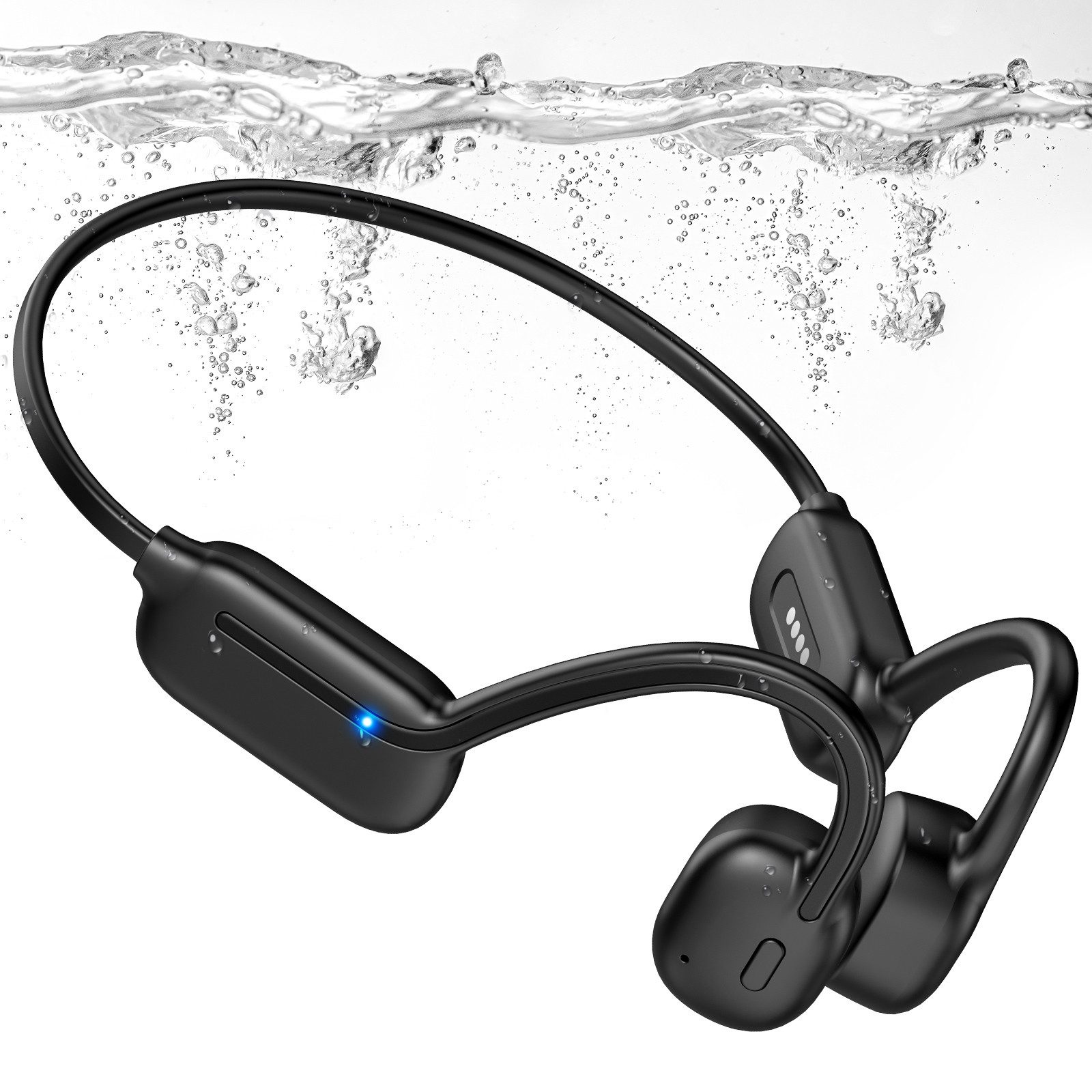 SANAG Knochenleitungs-Kopfhörer, Kopfhörer Schwimmen, 32G Memory Open-Ear-Kopfhörer (Powerful Bass, Knochenschall Sportkopfhörer mit 16.2mm Lautsprecher, IPX8 Wasserdicht, Knochenschall Bluetooth Kopfhörer für Schwimmen, Laufen, Radfahren)