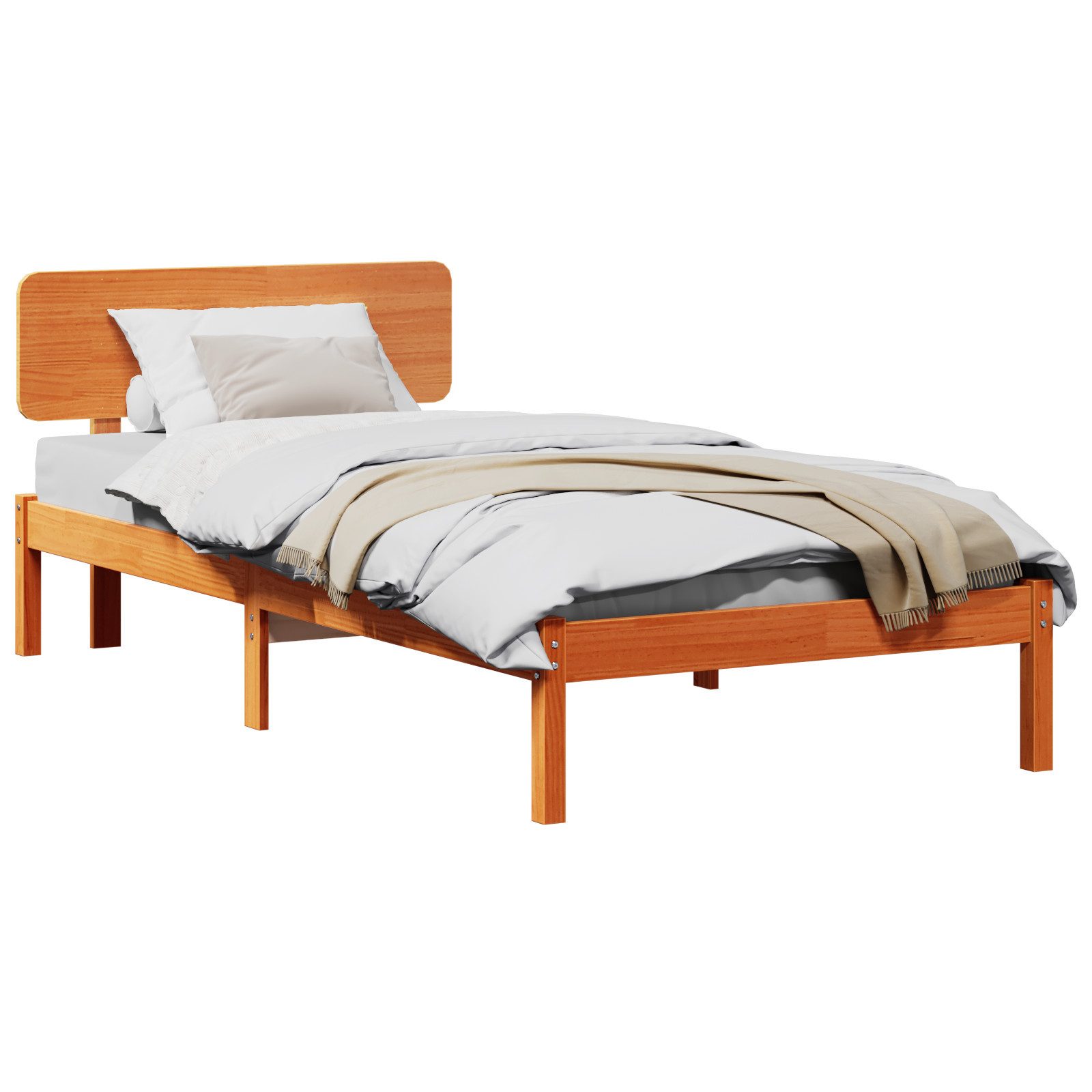 vidaXL Bett Bettrahmen mit Kopfteil Wachsbraun günstig online kaufen