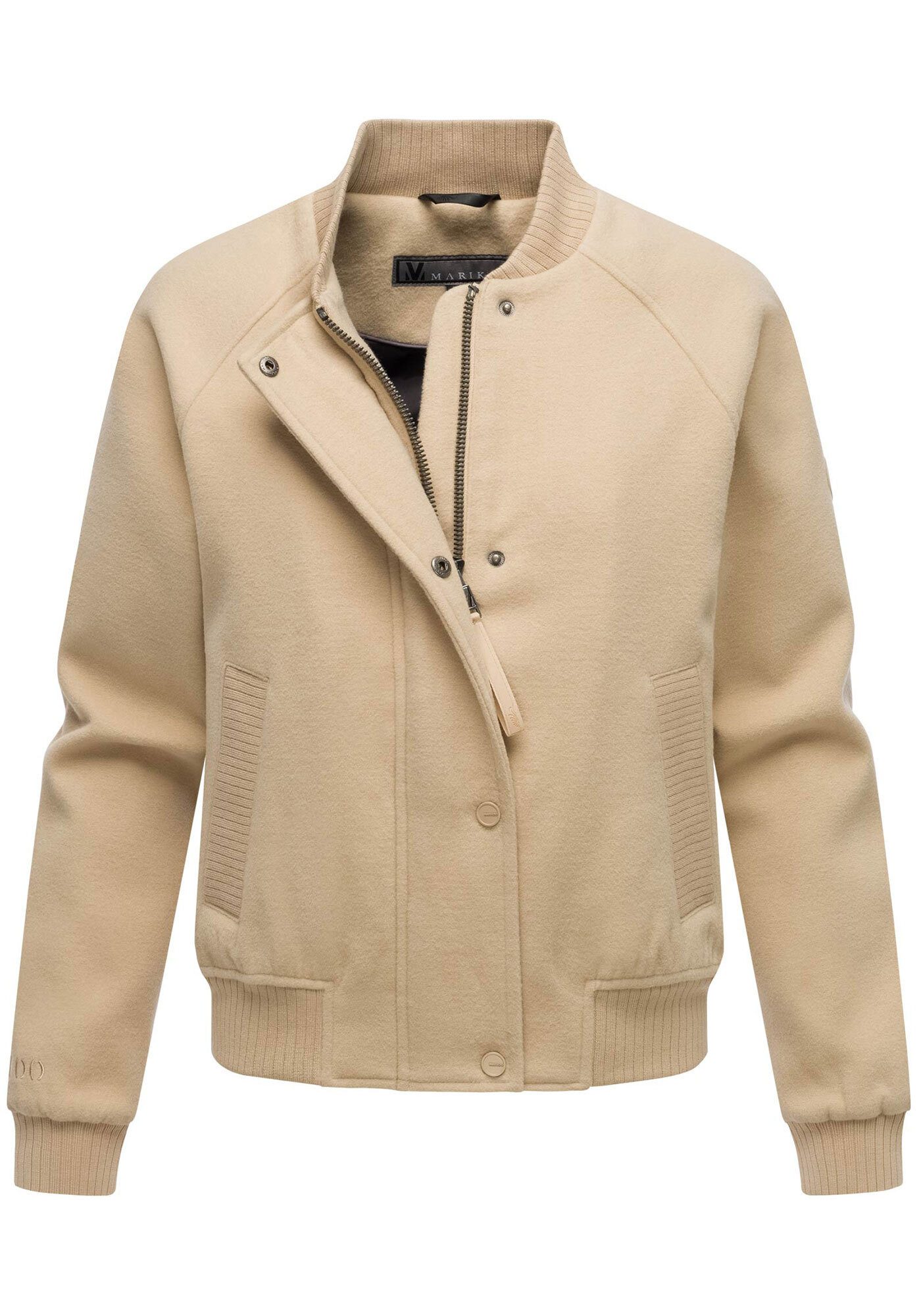 Marikoo Collegejacke Zunaa Modische Jacke im Collegejacken-Stil mit Rippbündchen und Raglanärmeln
