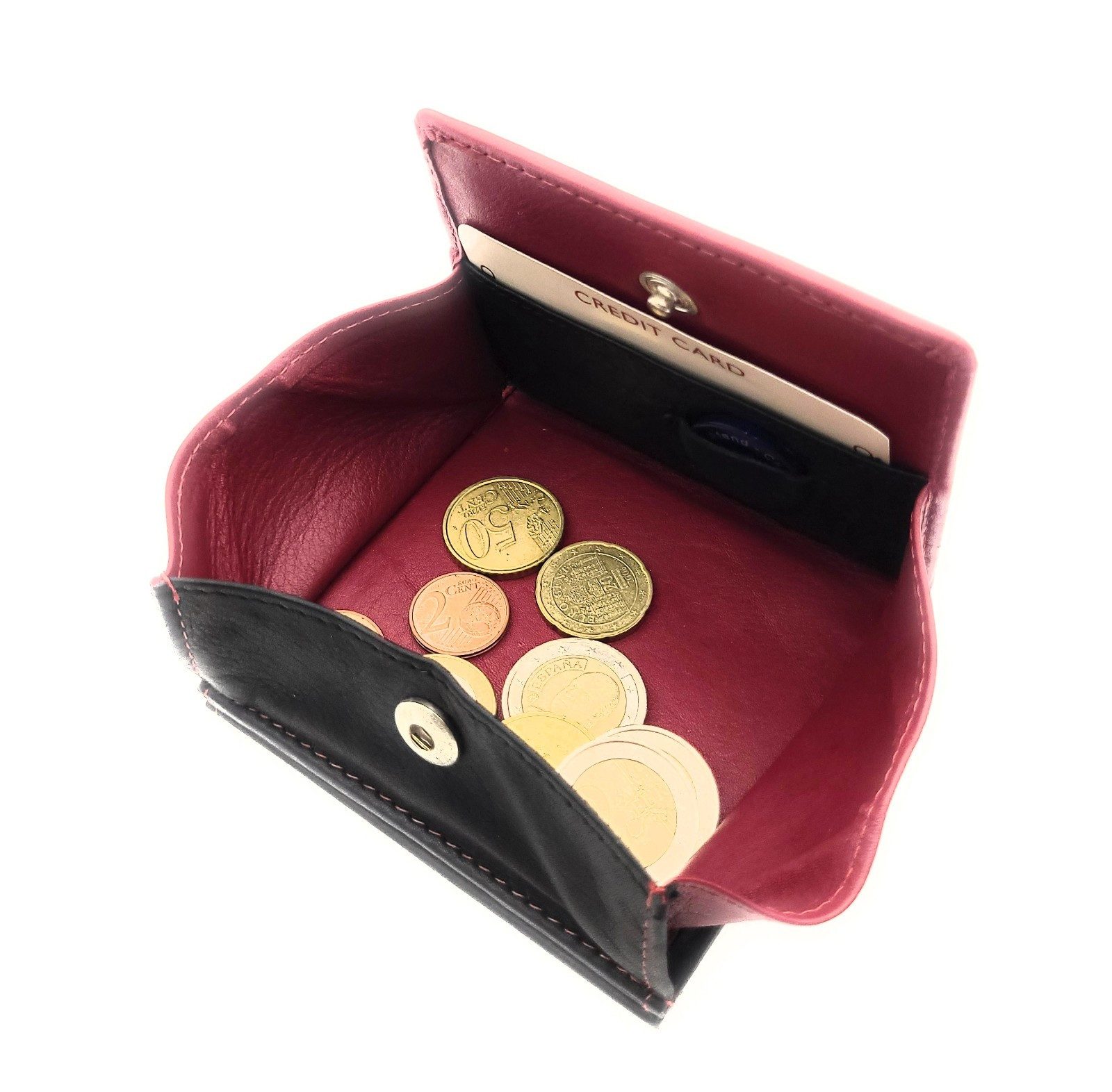 JOCKEY CLUB Geldbörse echt Leder Portemonnaie Wiener Schachtel mit RFID Schutz, bicolor, schwarz-rot