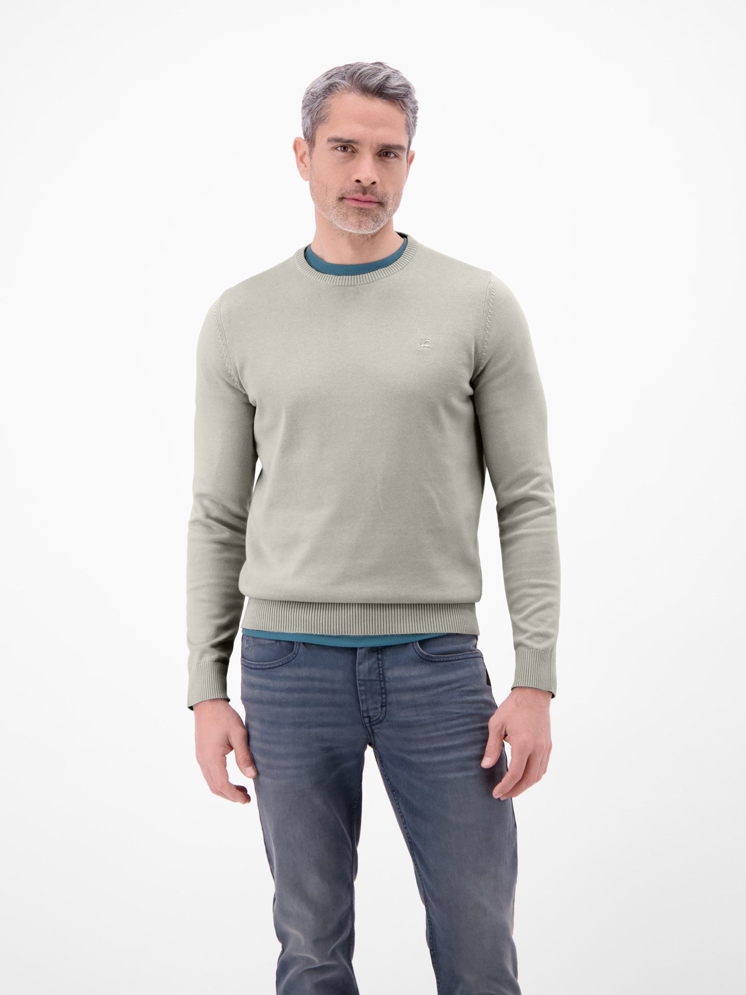 LERROS Strickpullover Herren Strickpullover aus Baumwolle mit Crewneck Ausschnitt Weicher Strick-Pullover, Rundhalsausschnitt, lange Ärmel, pflegeleicht