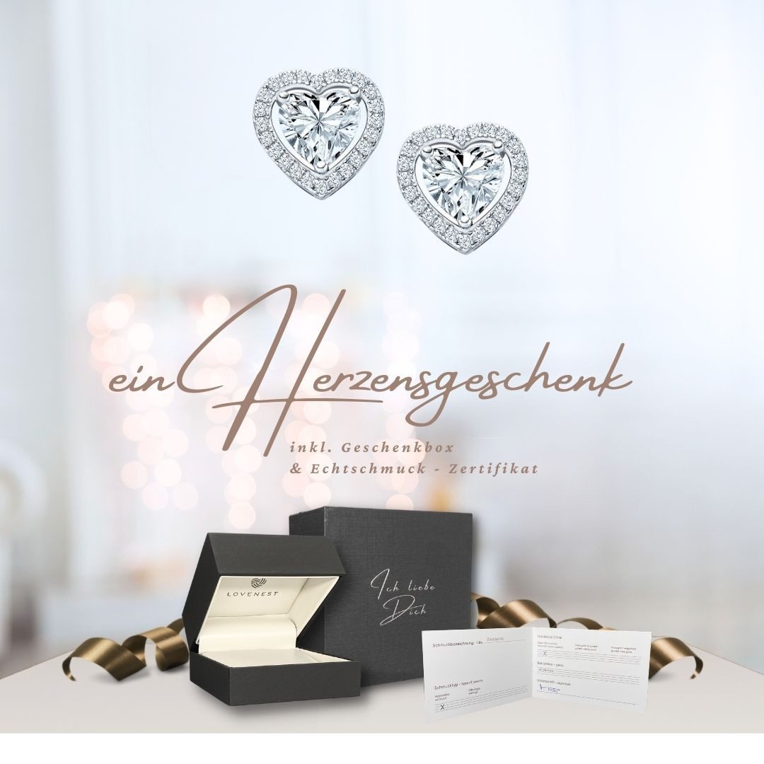 LOVENEST Ohrstecker-Set Herz Ohrringe Silber 925 Damen Ohrstecker kleine Herzohrringe