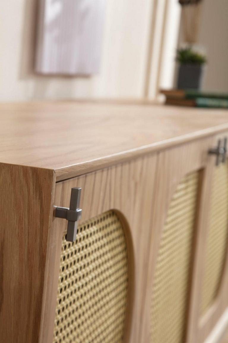 (2 mit Sideboards Sideboard Möbel Schrank Holz St., JVmoebel Spiegel Braun Sideboard Spiegel) mit Anrichte Neu Sideboard