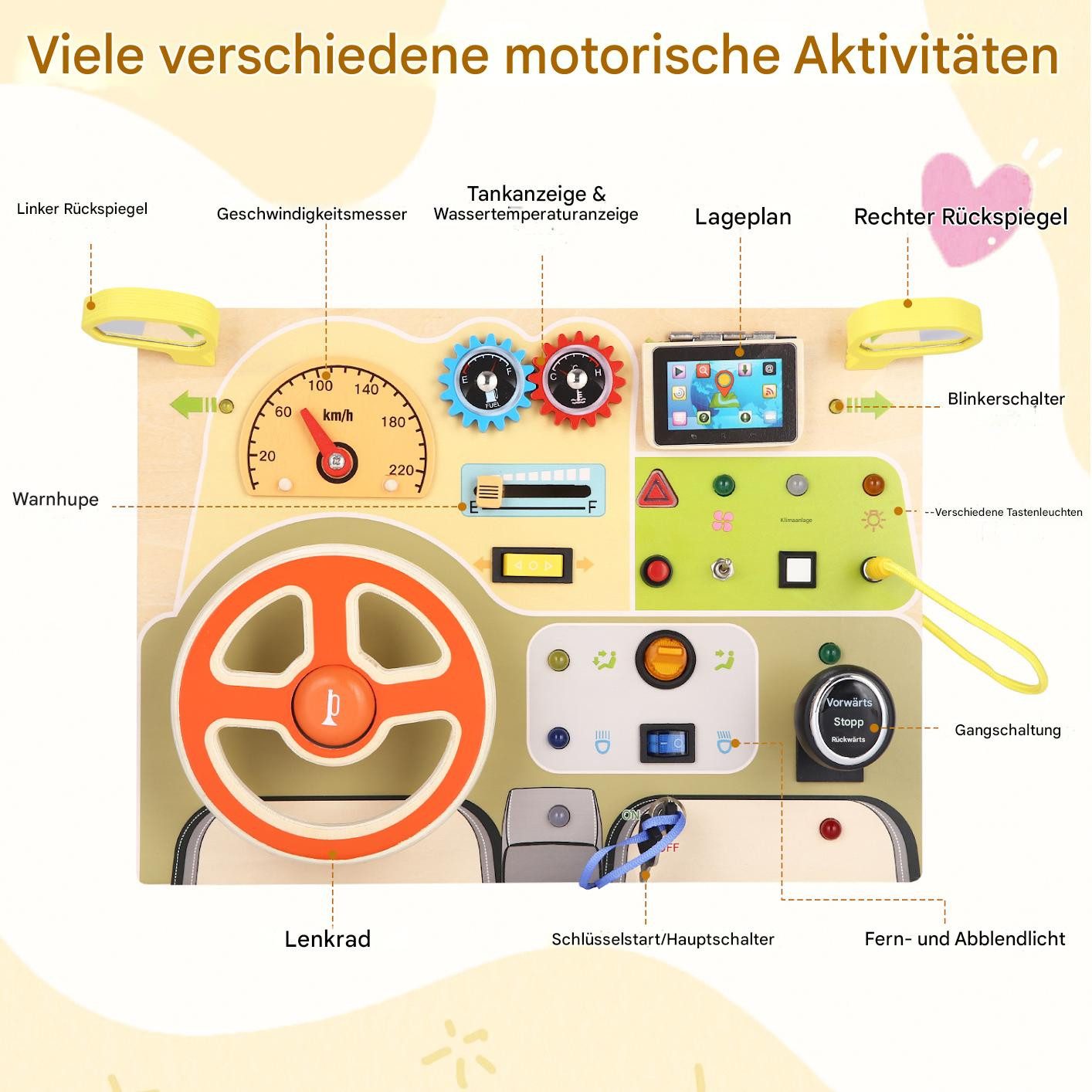 SinLaw Lernspielzeug Sensory wooden toy with simulated steering wheel and L günstig online kaufen