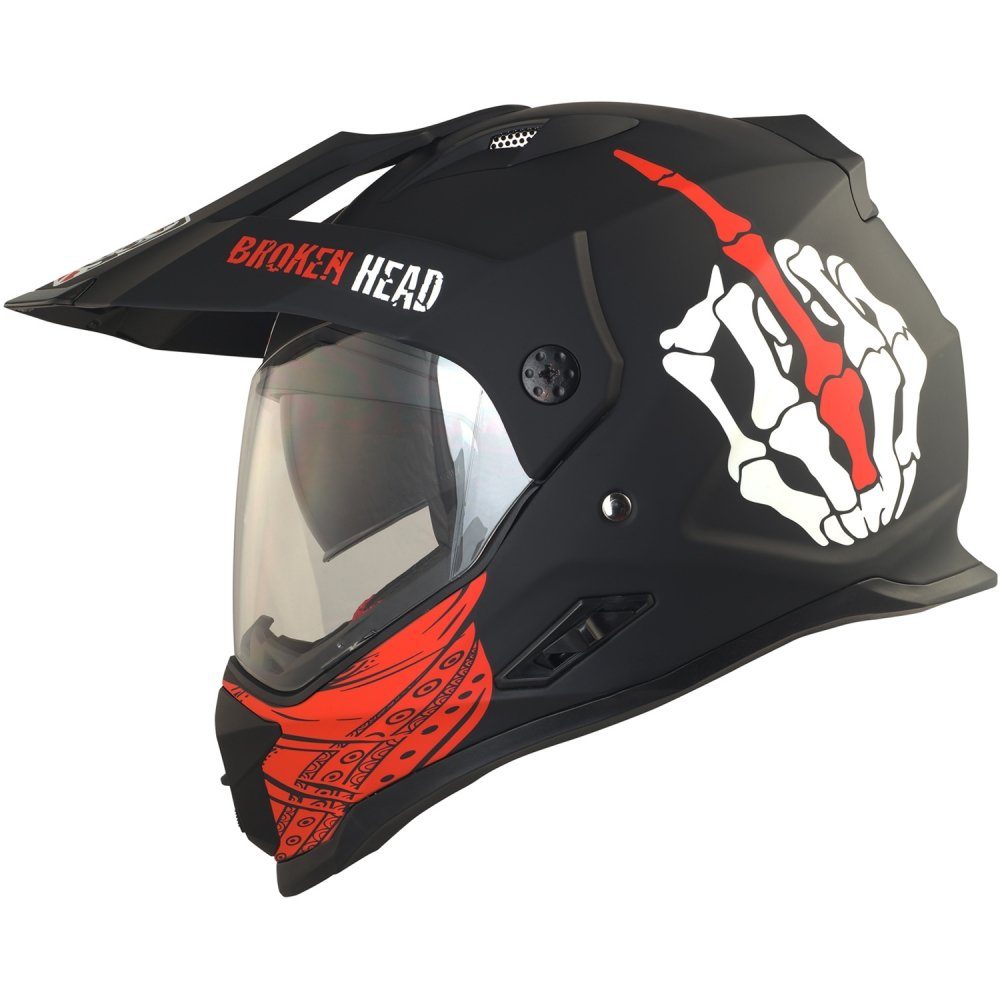 Broken Head Motorradhelm Street Rebel rot Enduro, inkl. Sonnenblende