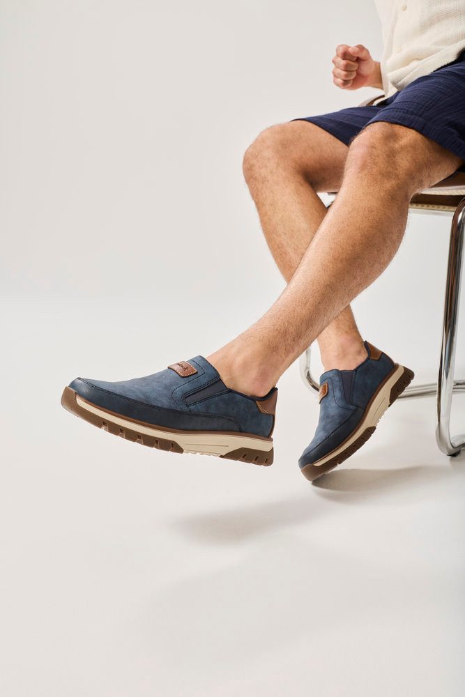 Rieker Slip-On Sneaker Slipper, Halbschuh, Freizeitsneaker mit Kontrastbesatz