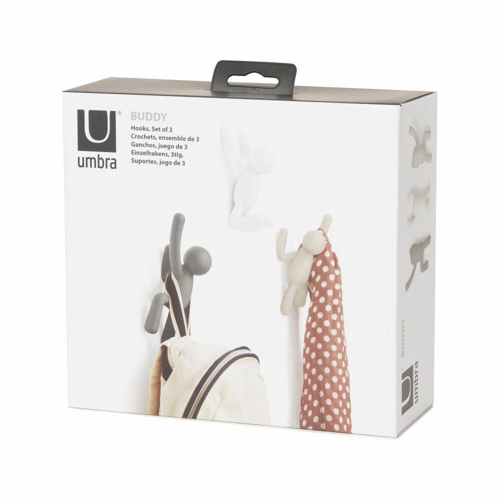 Umbra Wandhaken Hooks Buddy Haken Bunt, (Set, 3 grey 3-St)