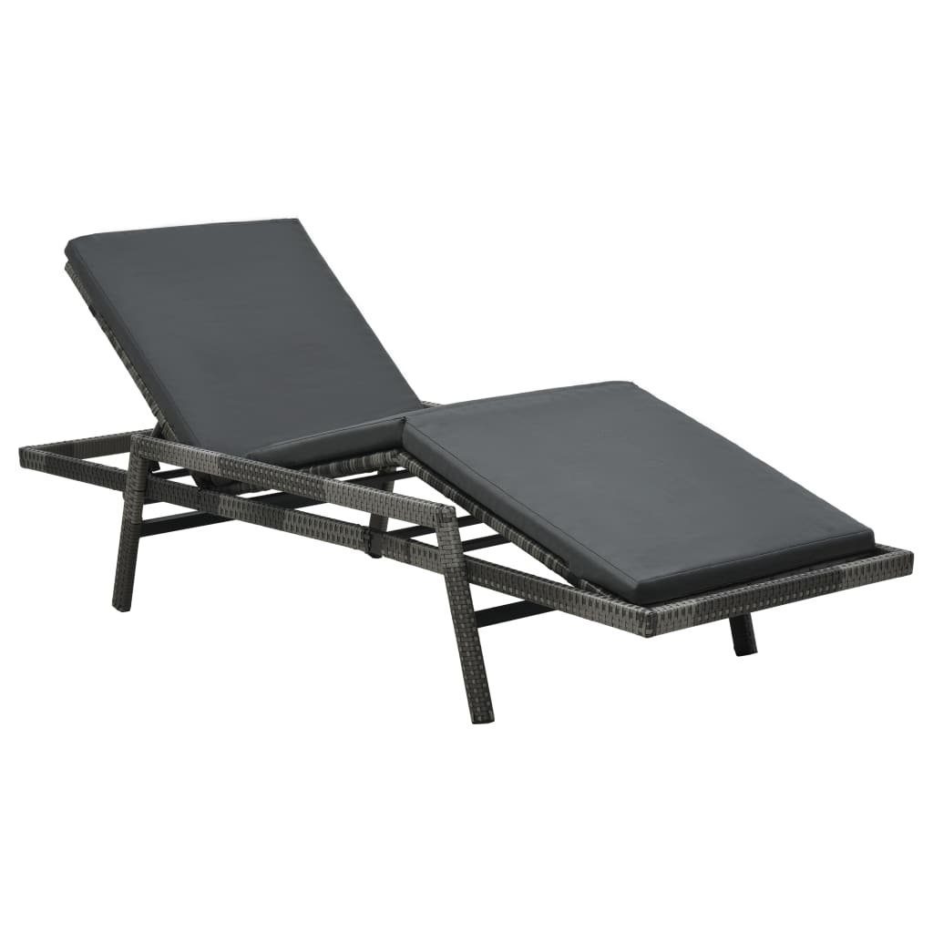 vidaXL Gartenliege »vidaXL Sonnenliege mit Auflage Poly Rattan Grau