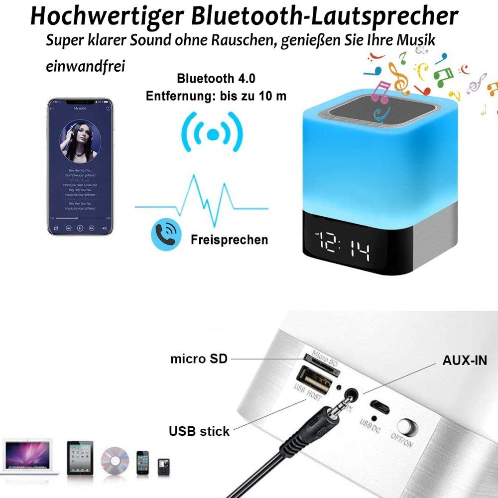 USB Wiederaufladbar Smart Touch Control Nachtlicht Musik Spielen Tischlampe für Schlafzimmer Benutzerdefiniertes Foto Nachttischlampe Stimmungslicht mit Bluetooth Lautsprecher Schwarz und weiß 