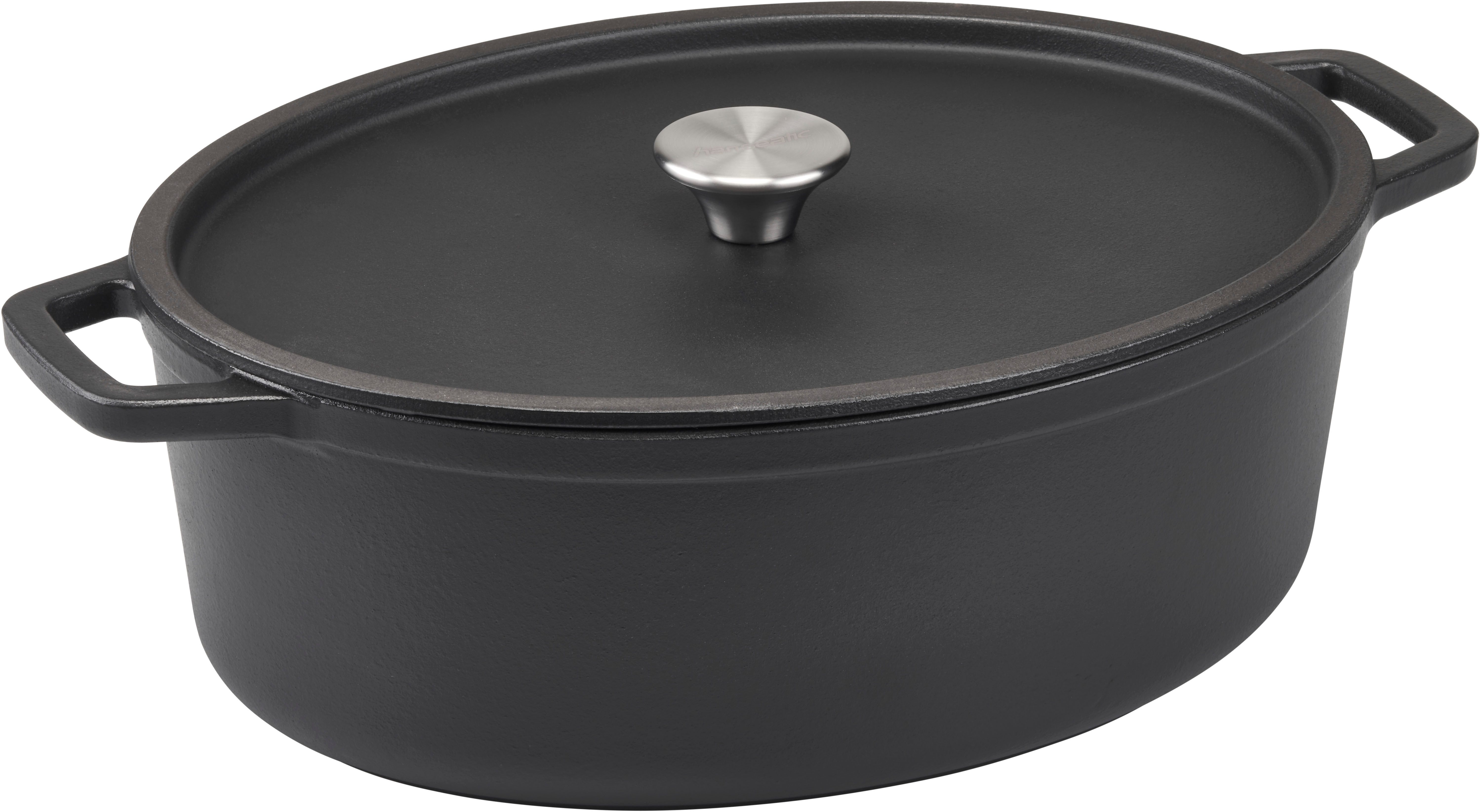 Hanseatic Bräter hanseatic, Gusseisen (2-tlg), Ovaler Gusseisen Bräter inklusive Griffschutz für Induktion geeignet