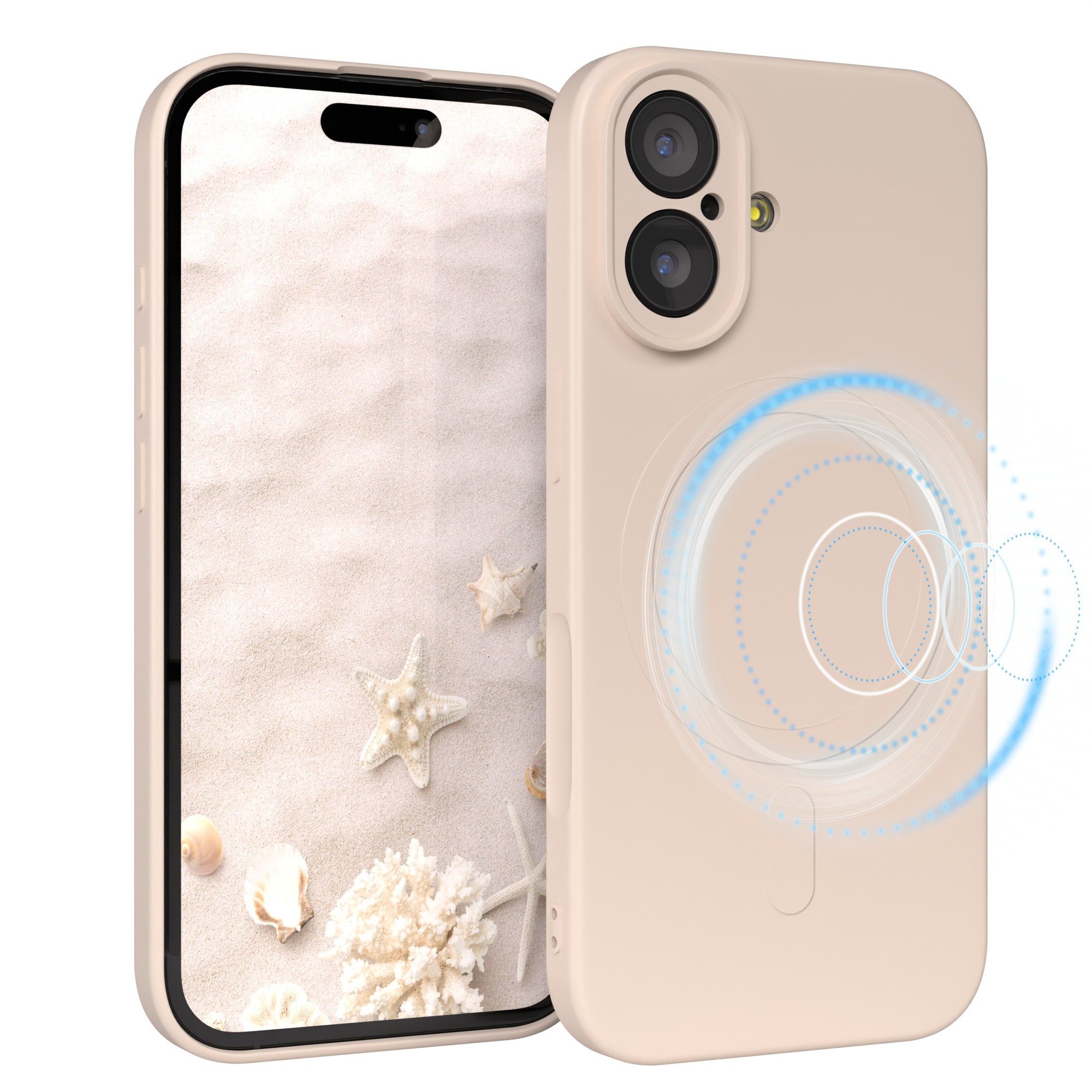 EAZY CASE Handyhülle für Apple iPhone 17 Hülle Silikon 6,3 Zoll, Schutzcase mit MagSafe Slimcover Silikonschutzhülle elastisch Taupe