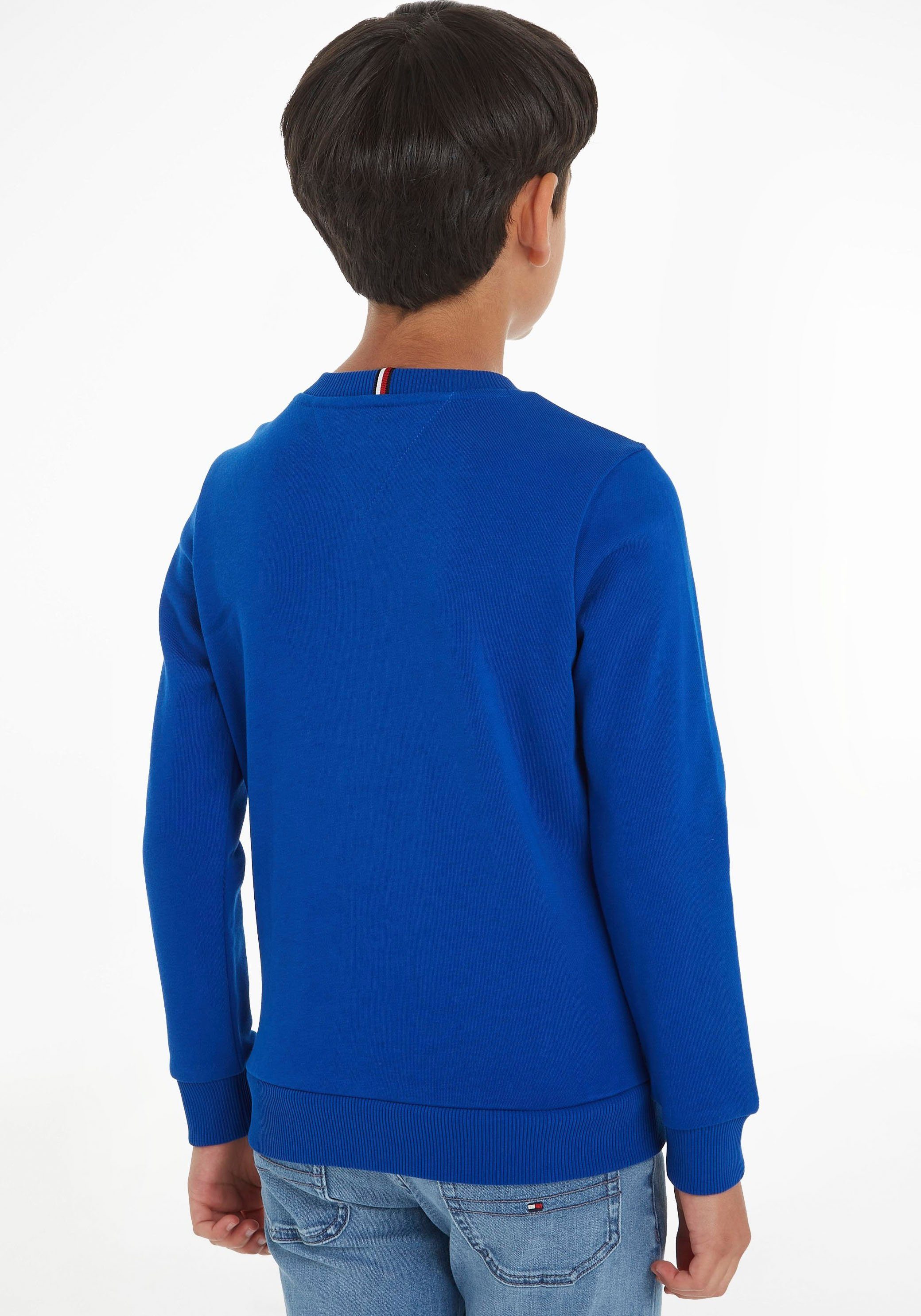 SWEATSHIRT Rundhalsausschnitt Sweatshirt großem LOGO Hilfiger Logo, geripptem mit Tommy fit Regular TH mit