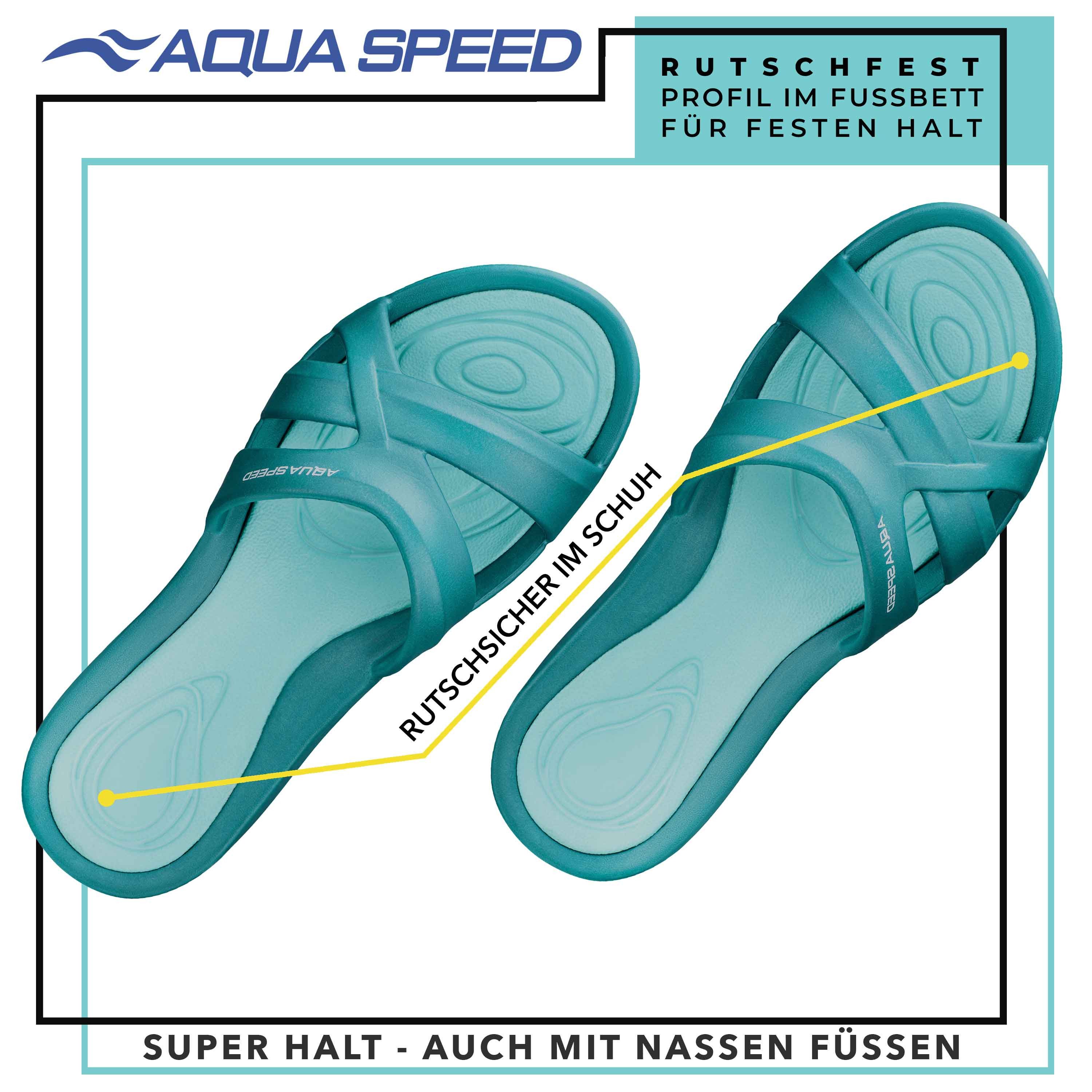 Aqua Speed Eigene Latschen für Hotel & Therme – Schön & praktisch Gr. 38 Badepantolette (EVA-Wellnesslatschen für aktive Damen – Mit Trocknungseffekt) Schnelles Trocknen – Ideal für den Einsatz nach dem Duschen