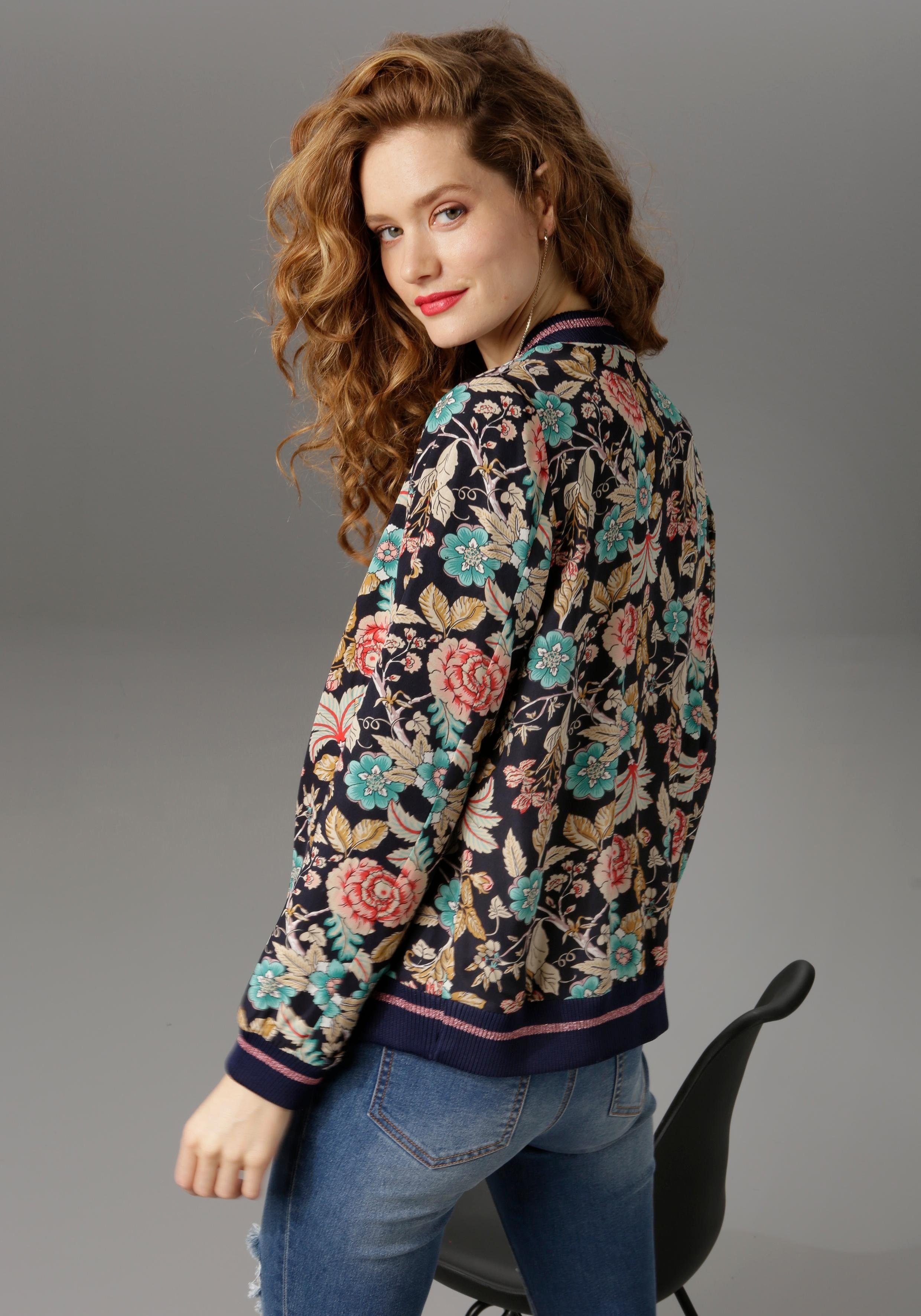 Aniston CASUAL Blouson mit Blumendruck – Bild 2 von 5