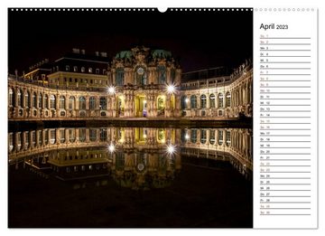 CALVENDO Wandkalender Eine Nacht in Dresden (Premium, hochwertiger DIN A2 Wandkalender 2023, Kunstdruck in Hochglanz)