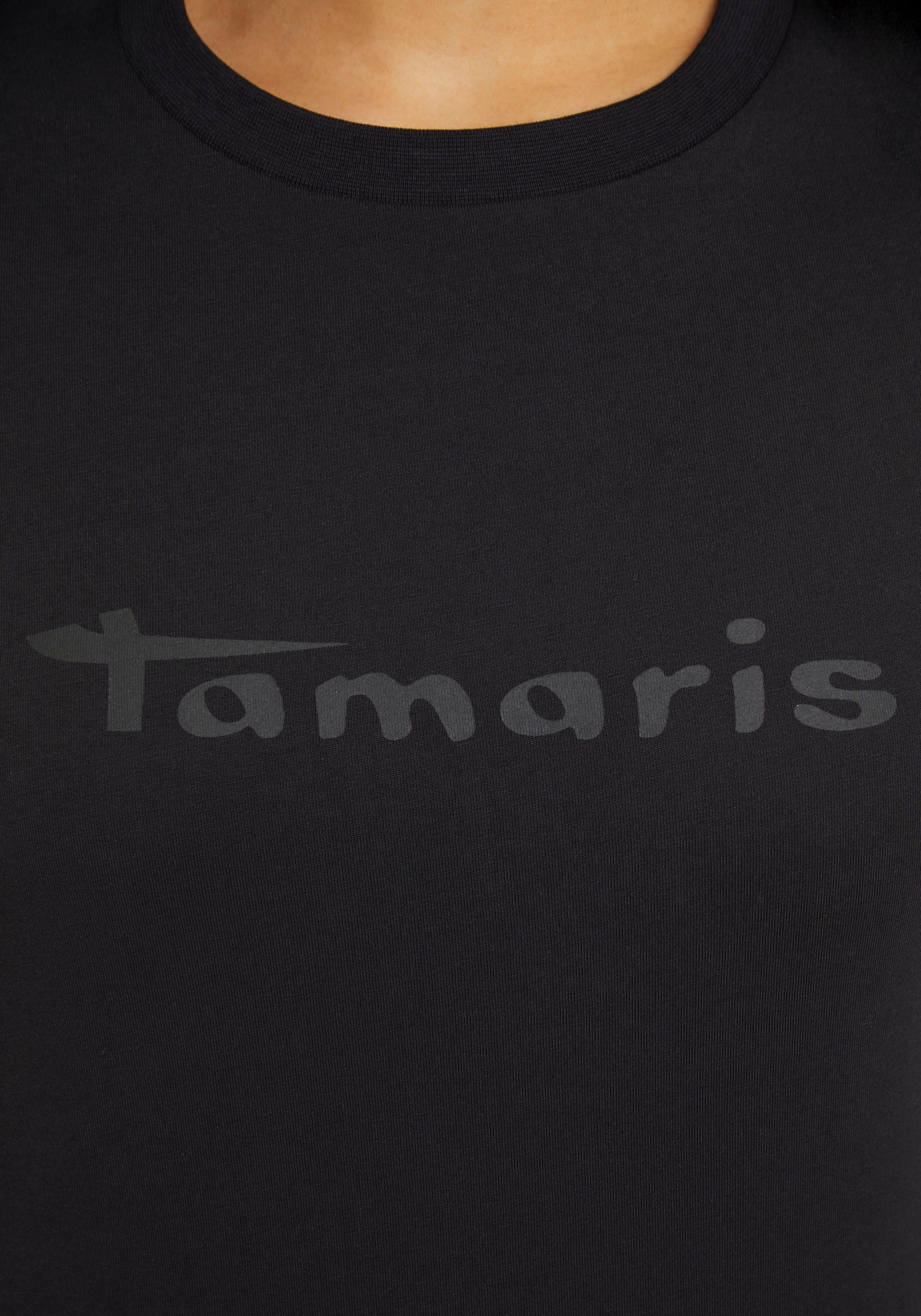 Rundhalsausschnitt NEUE Tamaris beauty - mit T-Shirt KOLLEKTION black